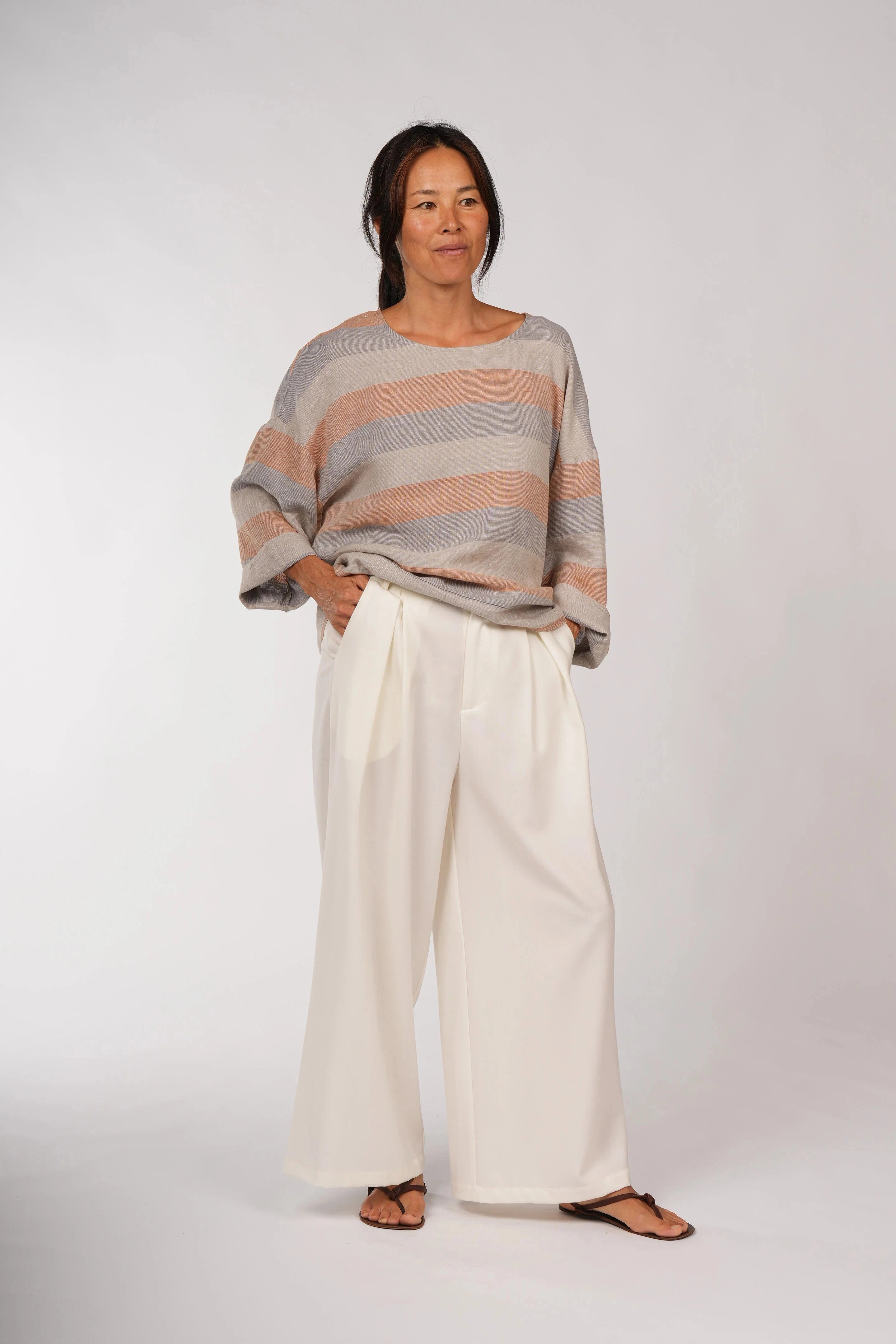 Montaigne Binoche French Stripe Linen Top ladies top Etika 