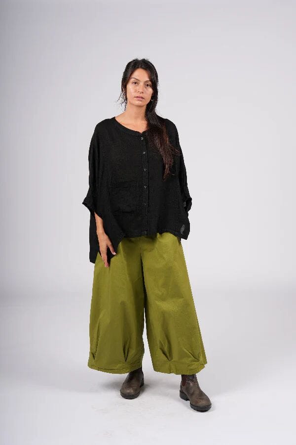 Montaigne Caroline wide leg gathered cotton pants Etika One Size Acid Green 