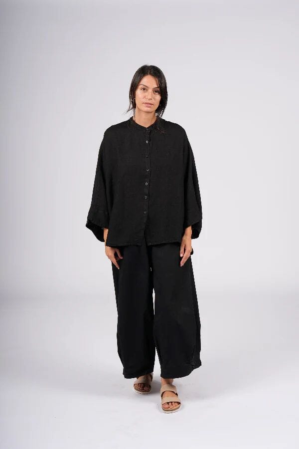 Montaigne Caroline wide leg gathered cotton pants Etika One Size Black 
