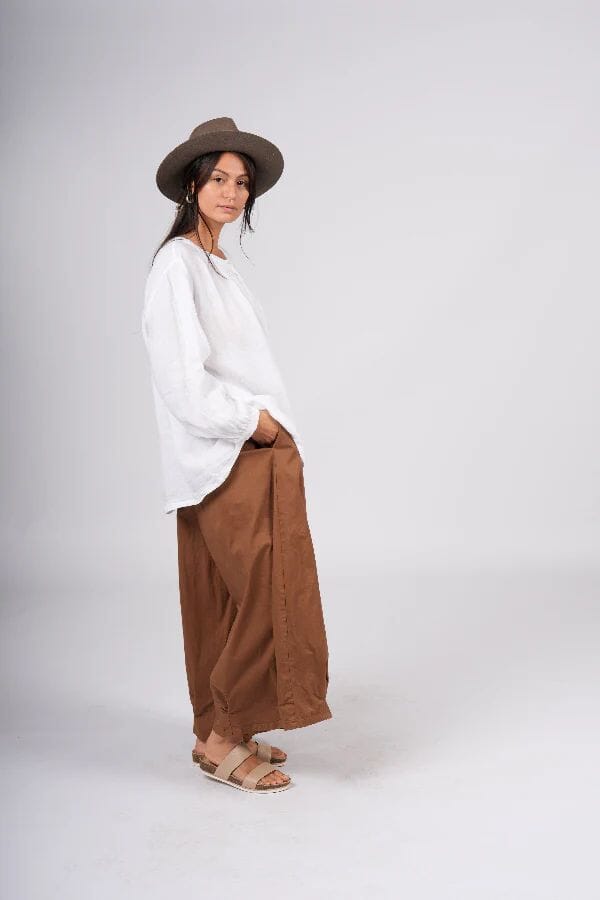 Montaigne Caroline wide leg gathered cotton pants Etika One Size Tobacco 