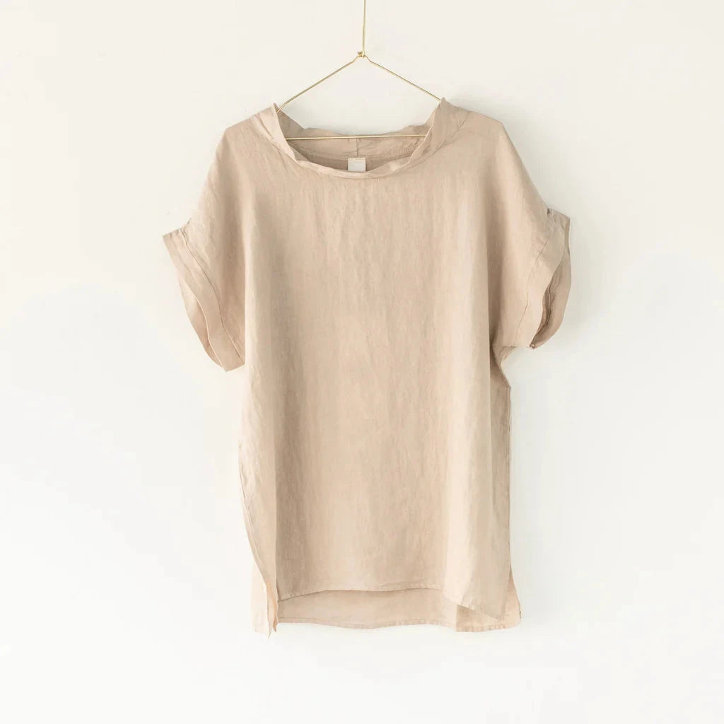 Cowl Neck Linen Top top Etika Natural 