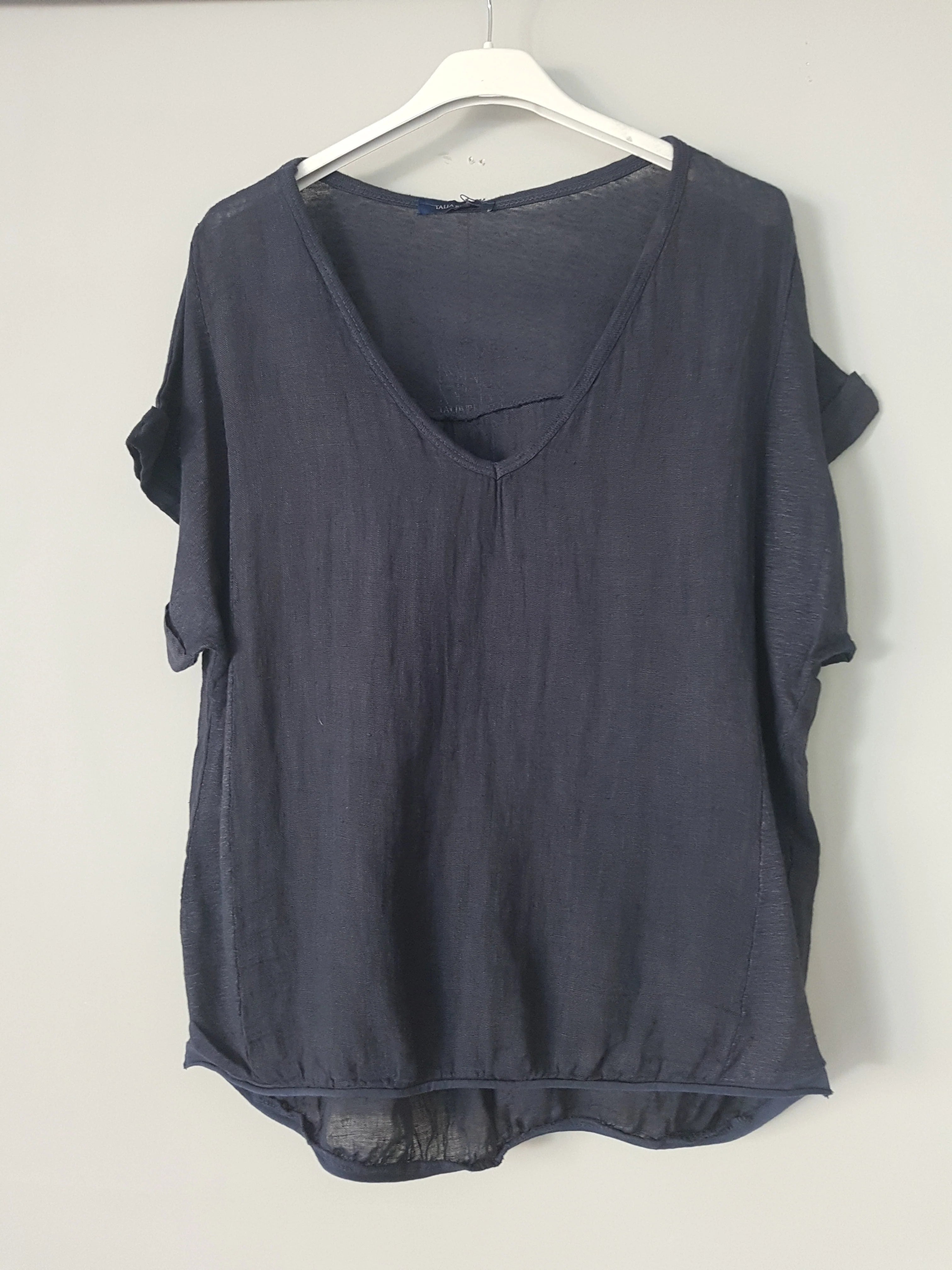 Frederic Plain Italian Linen Tee Shirt Shirts & Tops Etika Navy 