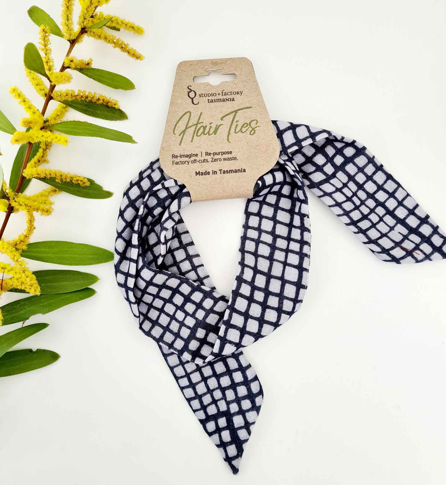 Re-imagine Hair Ribbon Hair Accessories The Spotted Quoll Organic Cotton Tesselated Pavement 