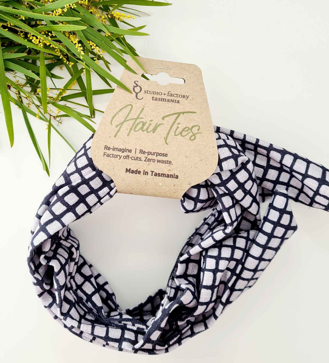 Wire Hair Scarf/headband Hair Accessories The Spotted Quoll Organic Hemp/Linen Tesselated Pavement 
