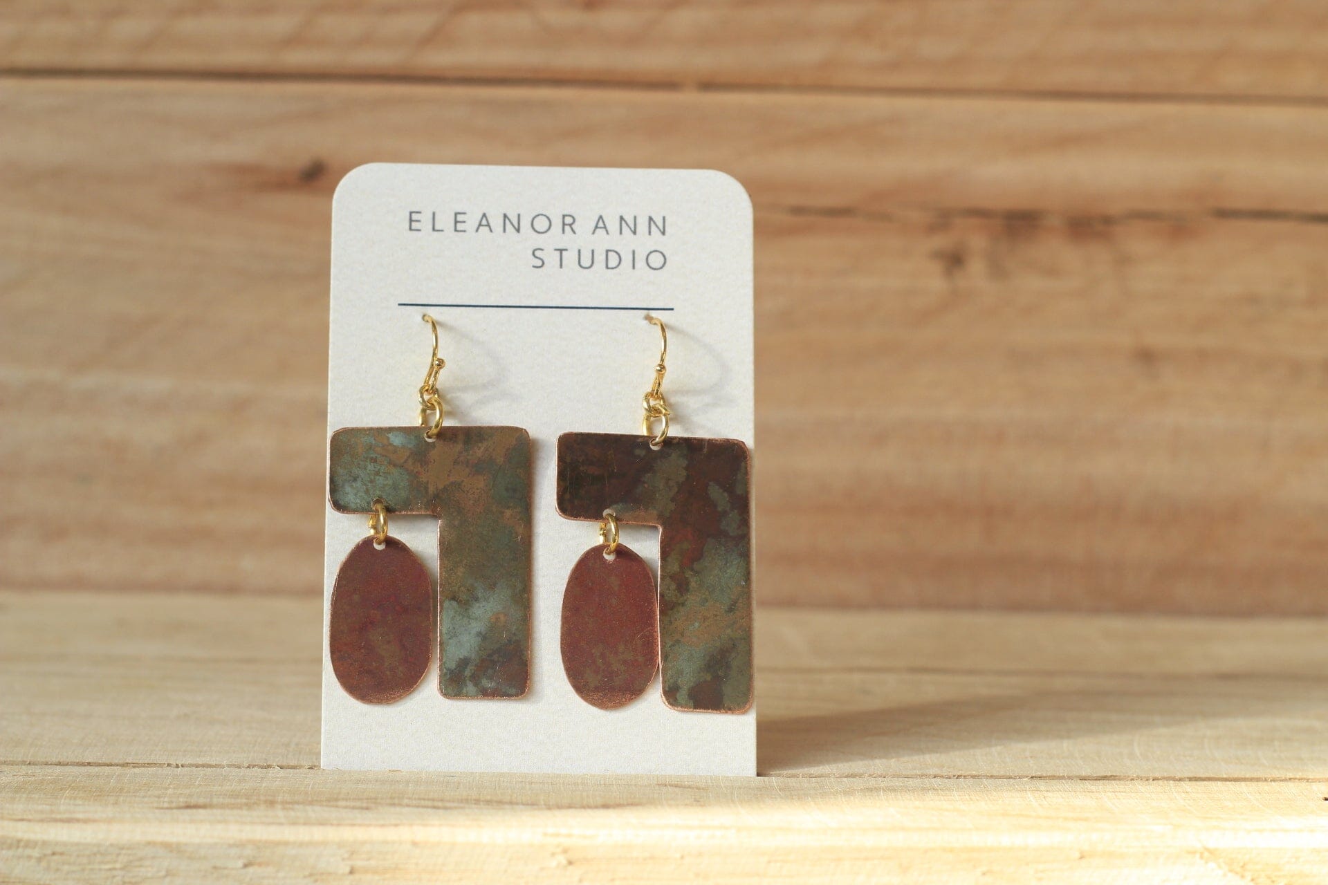 Recycled Copper & Brass Earrings - Eleanor Ann Earrings Eleanor Ann Copper Oval Sevens Brass Hooks 