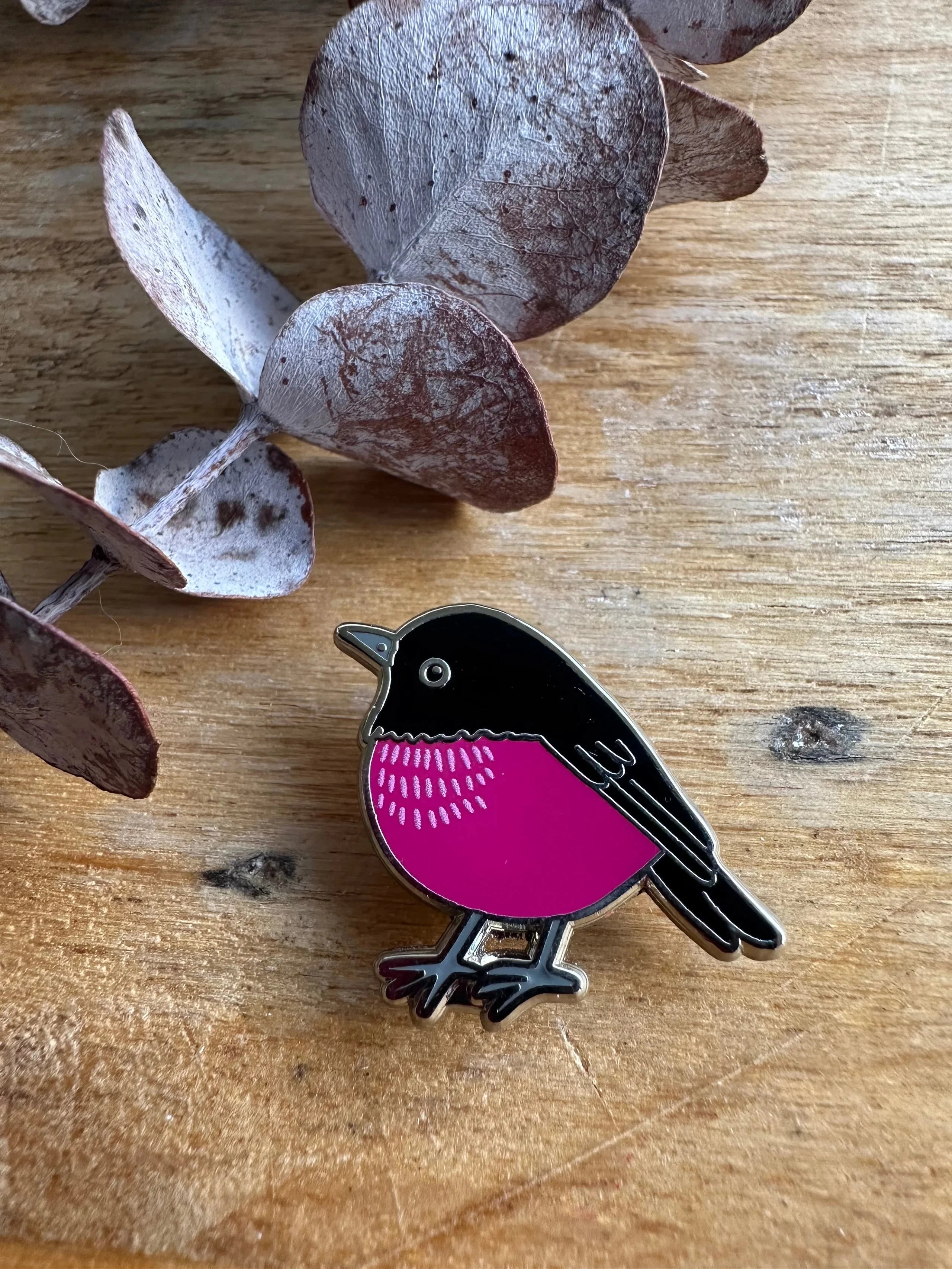 Tasmanian Enamel Pins by Pigment brooch Pigment Pink Robin 