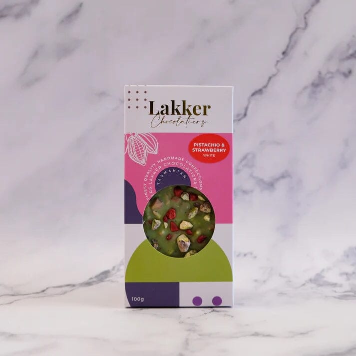 Lakker Chocolatiers chocolate Lakker Pistachio and Strawberry 