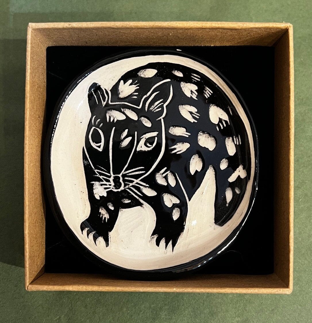Aurora Fae Ring Dishes & Trinket Plates Ceramics The Aurora Fae Spotted Quoll Trinket Plate black 