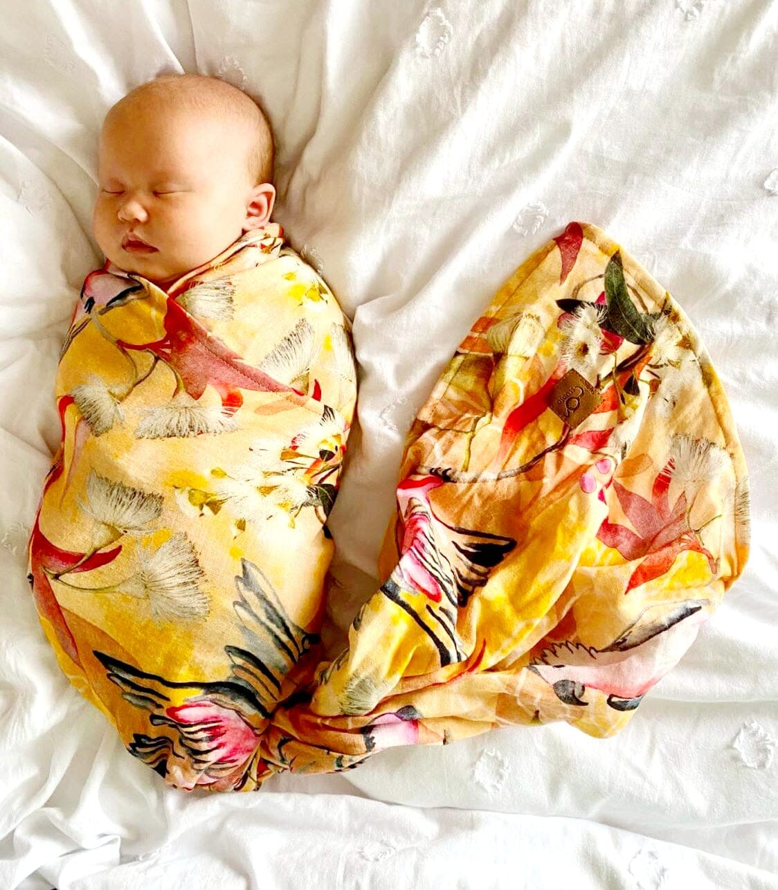 Organic Muslin Baby Swaddle swaddle The Spotted Quoll Flowering Galah 