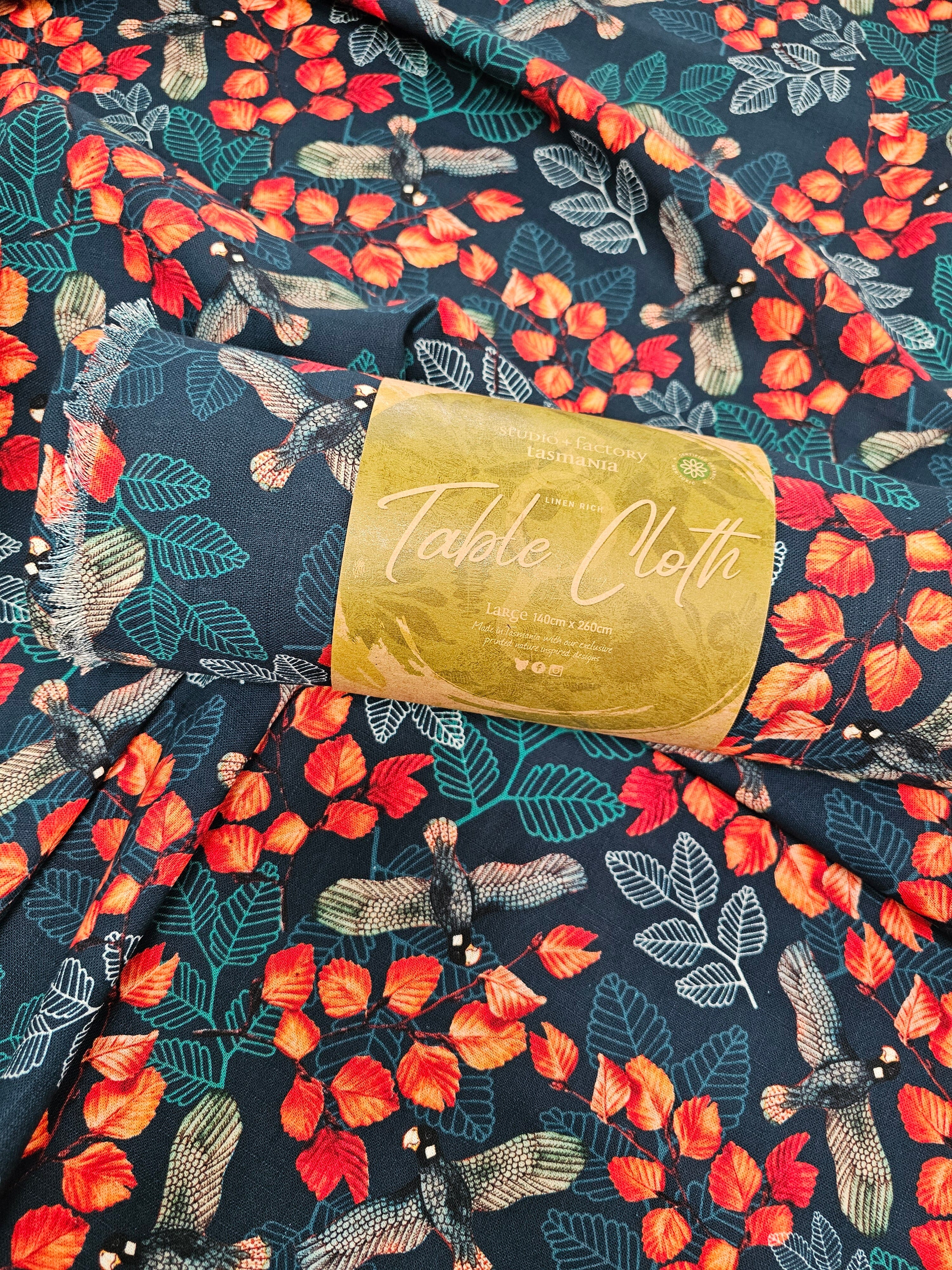 Organic Linen Table Cloth - Turning Fagus table cloth The Spotted Quoll 