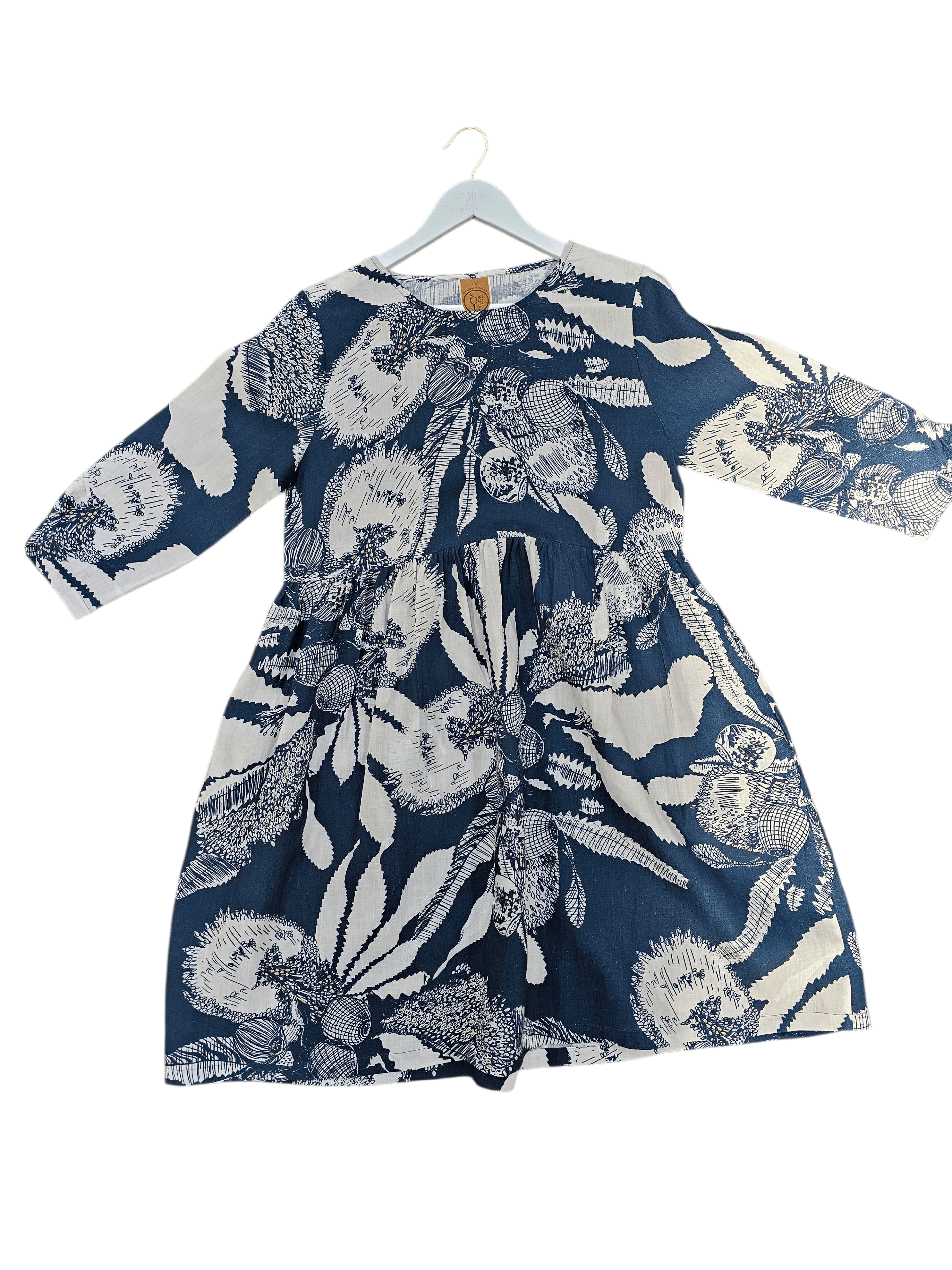 Peasant Dress Organic Pure Linen - Original Sawtooth Banksia Dresses The Spotted Quoll 