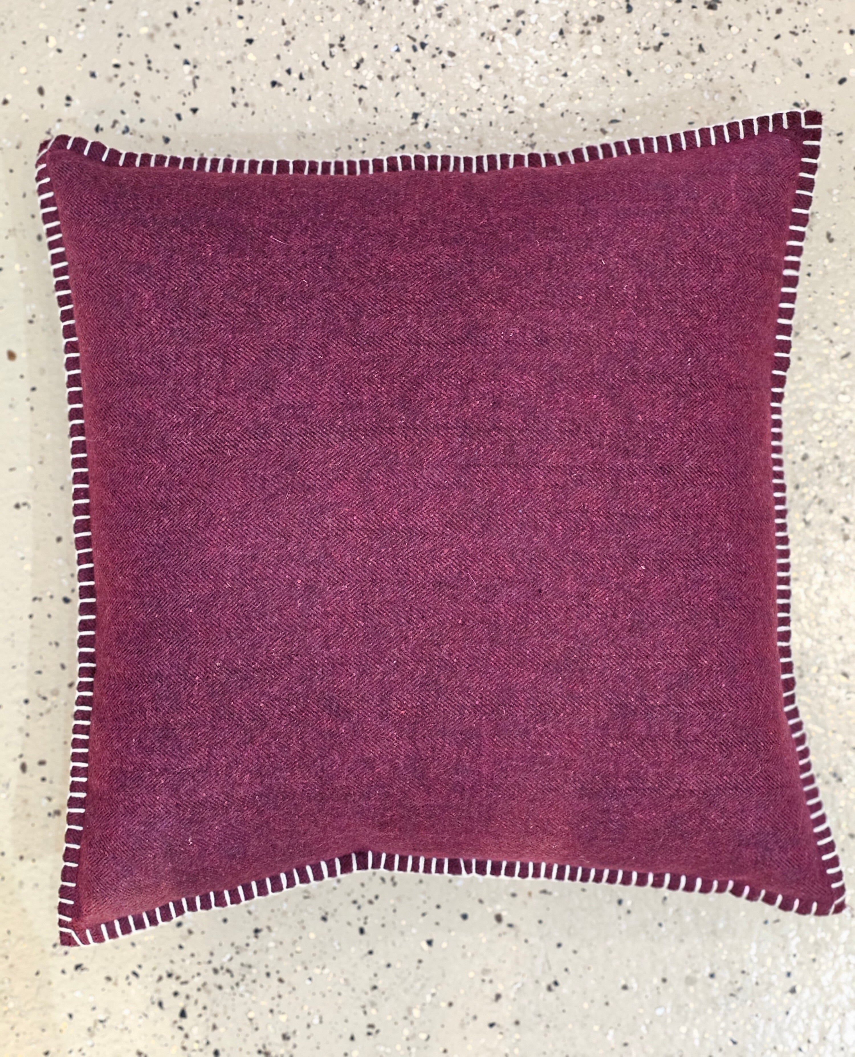Vino Herringbone Organic Wool Felt Cushions Cushions The Spotted Quoll Studio 60 x 60cm Vino Herringbone with Natural Stitch 