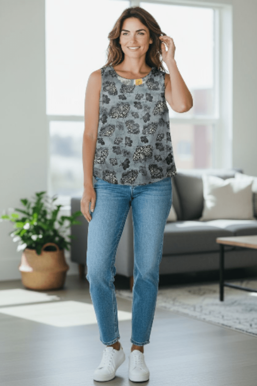Organic Cotton Poplin Tank - Slate Moth Shirts & Tops The Spotted Quoll 