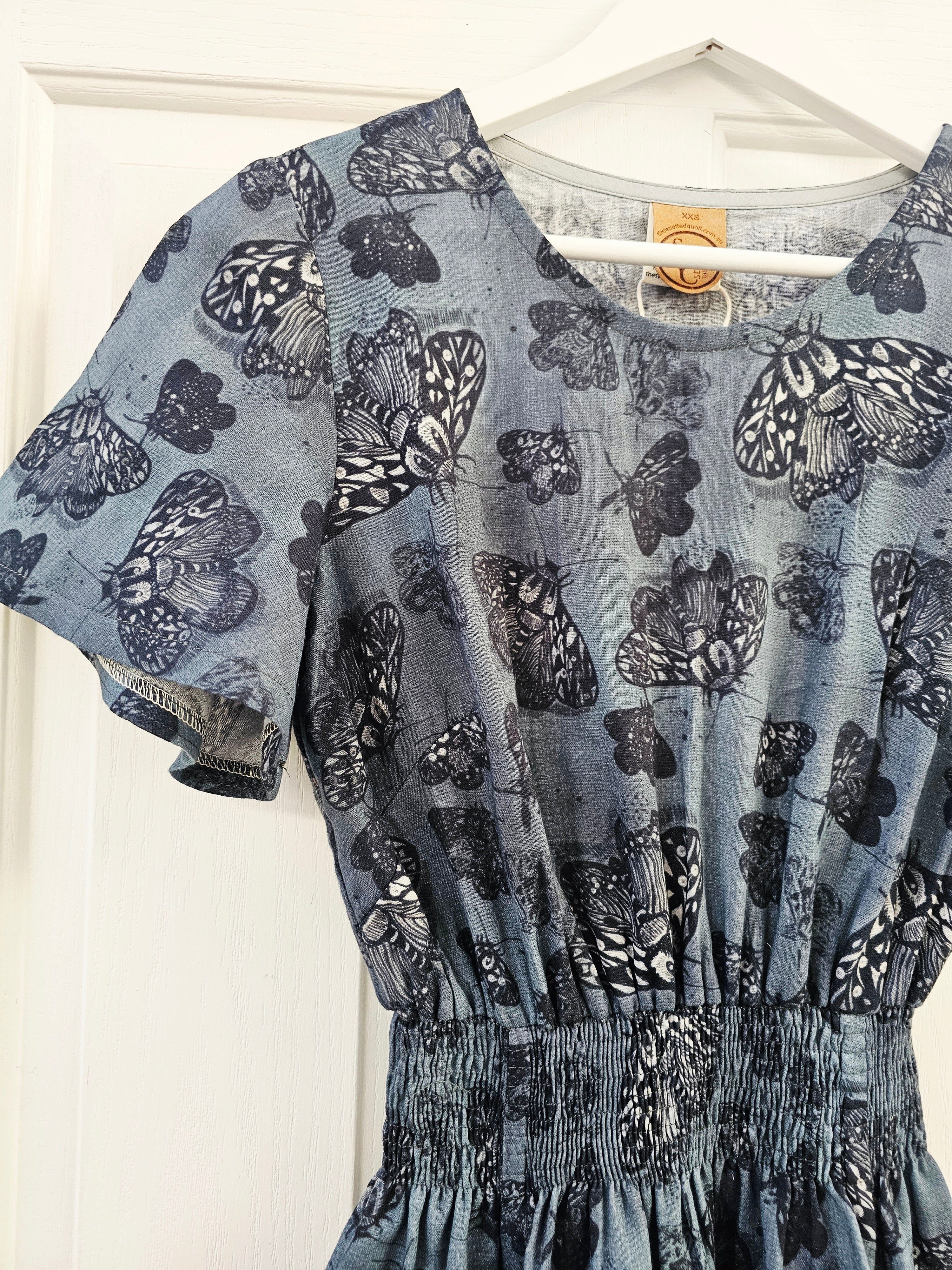 French Girl Sundress Organic Cotton - Slate Moth Dress The Spotted Quoll 