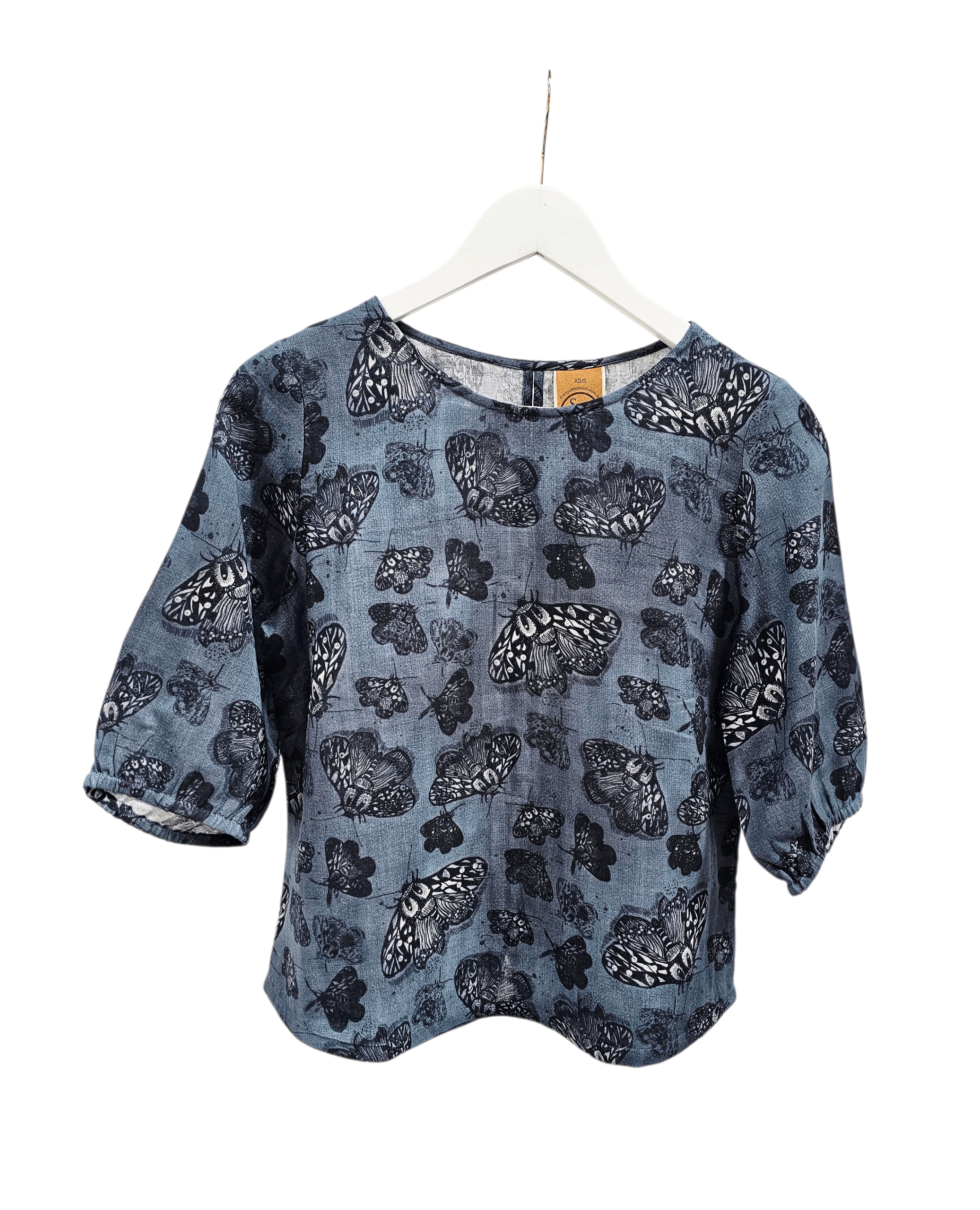 Lady Jane Organic Cotton DM Blouse - Slate Moth top The Spotted Quoll 