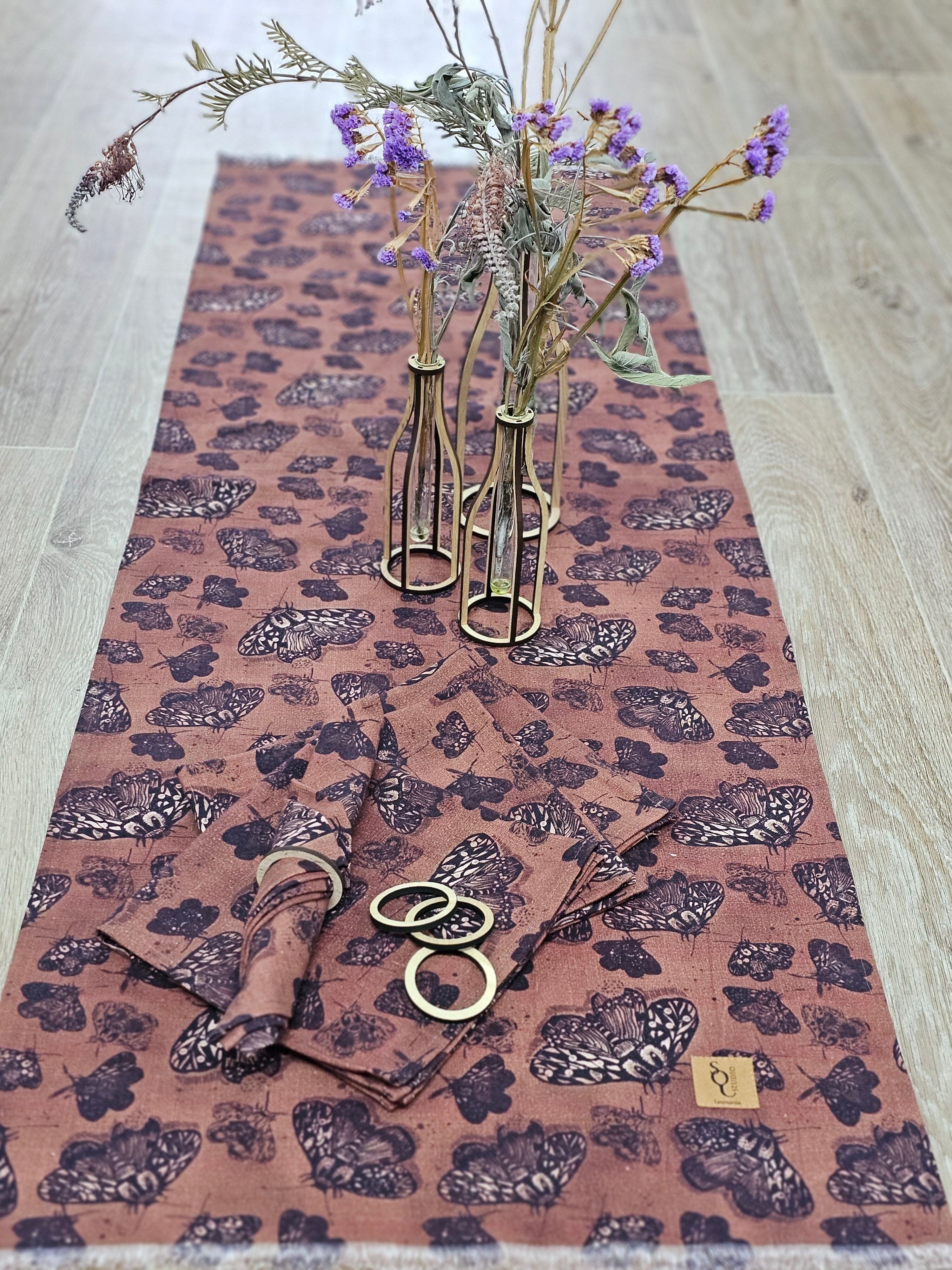 Organic Linen Table Runner - Cocoa Moth table runners The Spotted Quoll 
