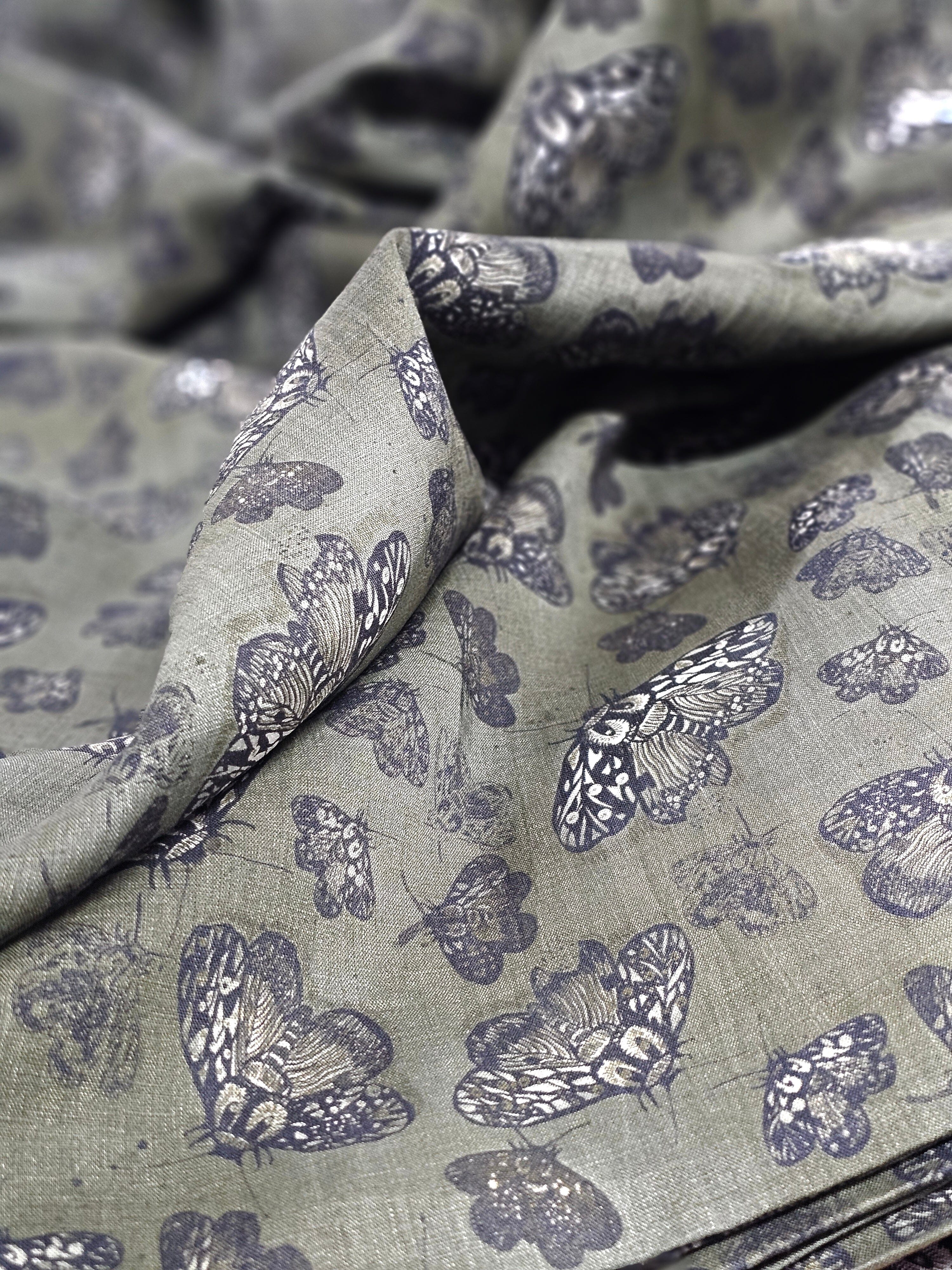 Fabric Organic Linen Hemp - By The Metre fabric The Spotted Quoll Studio 1M Moss Moth 