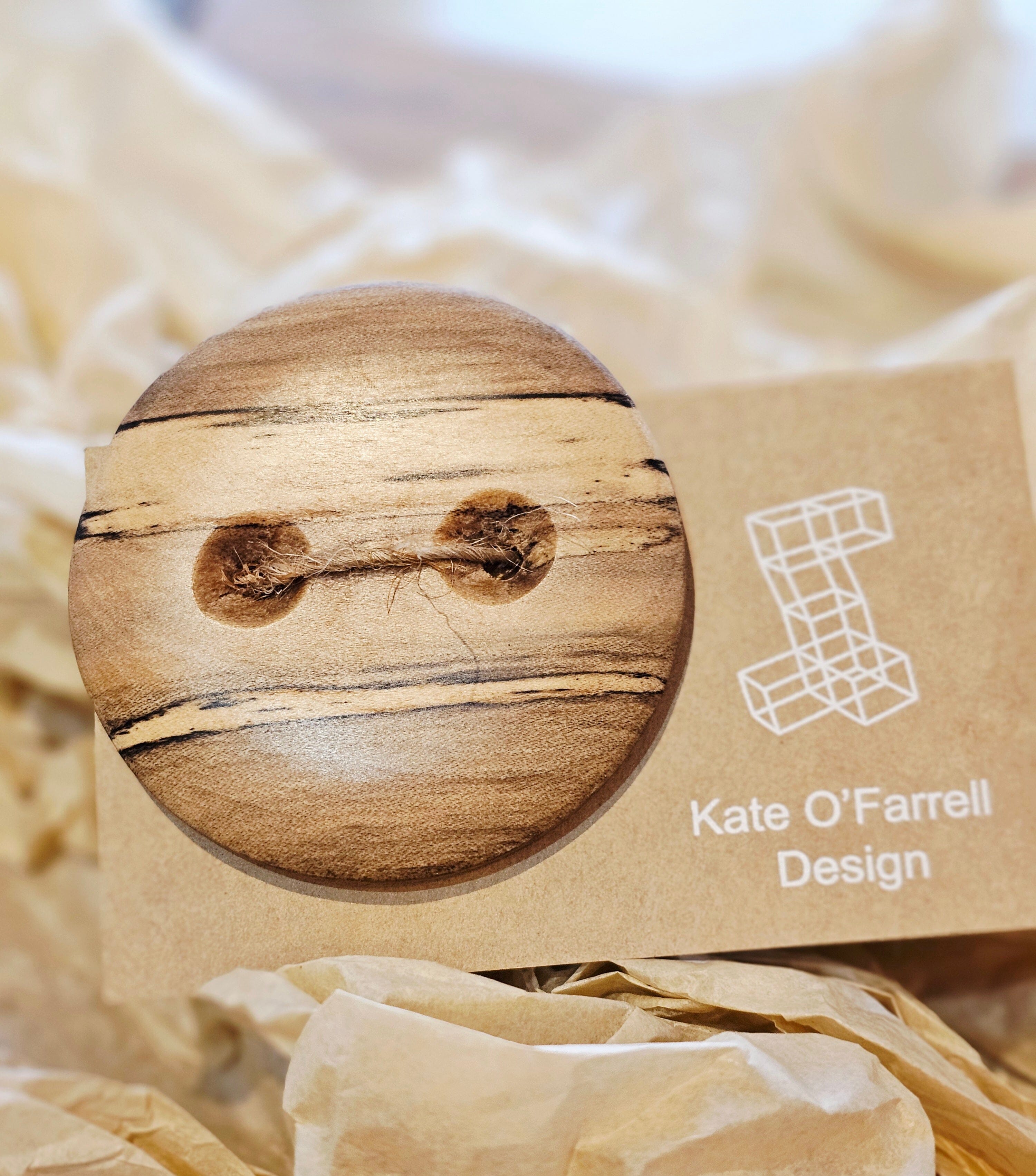 Kate O' Farrell Buttons Timber Buttons Kate O' Farrell Button Sassafras Large 5.5cm Diameter 