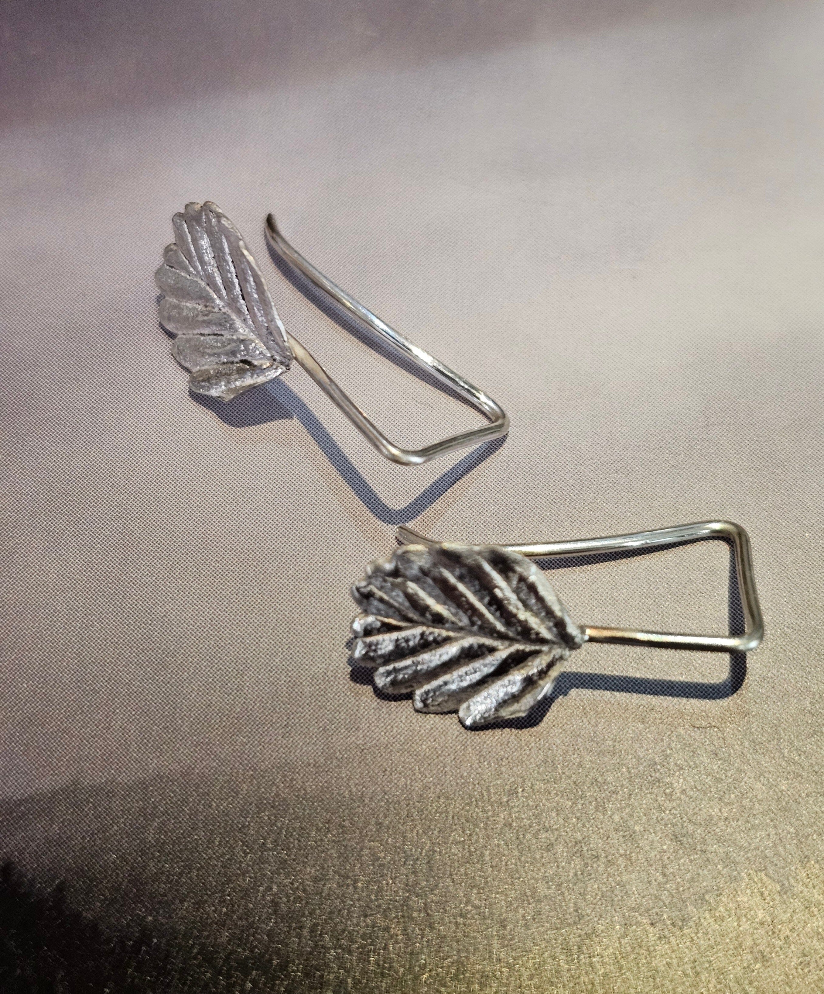 Fagus Leaf Earrings - Janny McKinnon Jewellery Janny Mckinnon Small Fagus Square Hook Silver 