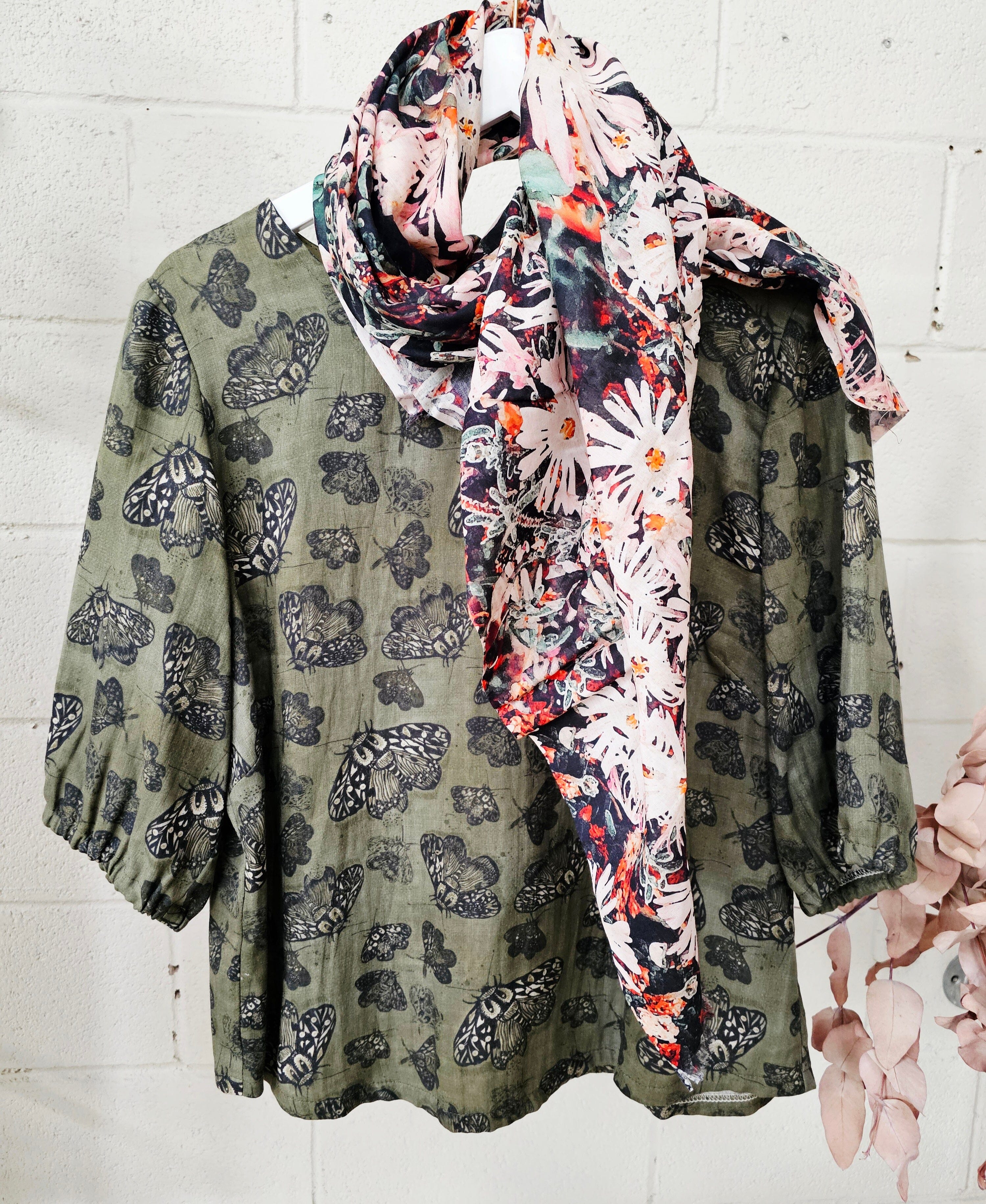 Lady Jane Bishops Sleeve Blouse - Moss Moth top The Spotted Quoll 