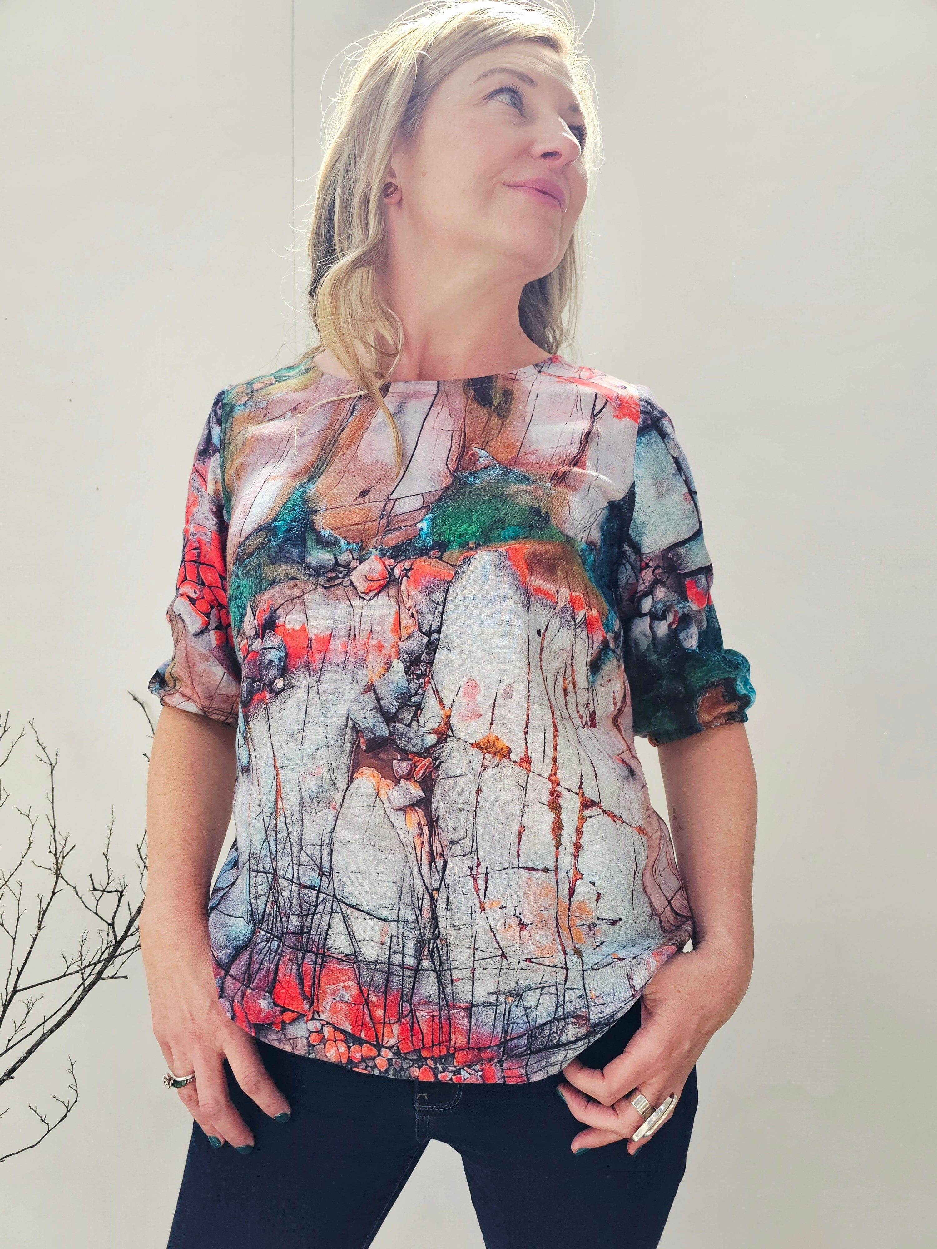 Lady Jane Bishops Sleeve Blouse - Aerial Bay of Fires top The Spotted Quoll 