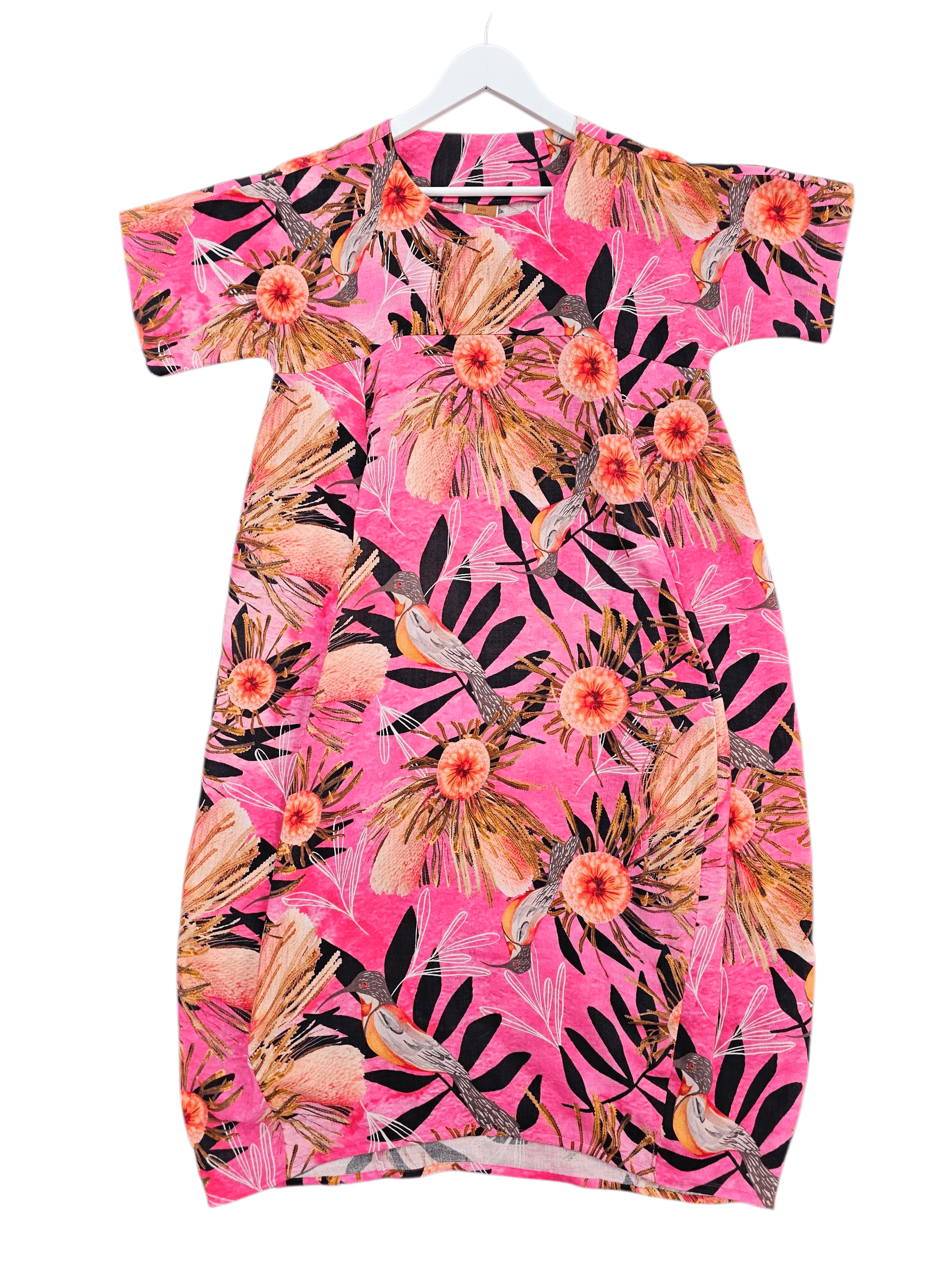 Cocoon Dress Organic Cotton DM - Pink Summer Bouquet Dress The Spotted Quoll 