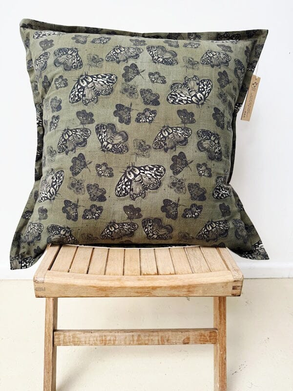 Organic Linen/Hemp Cushion - Moss Moth Cushions The Spotted Quoll 60 x 60cm 