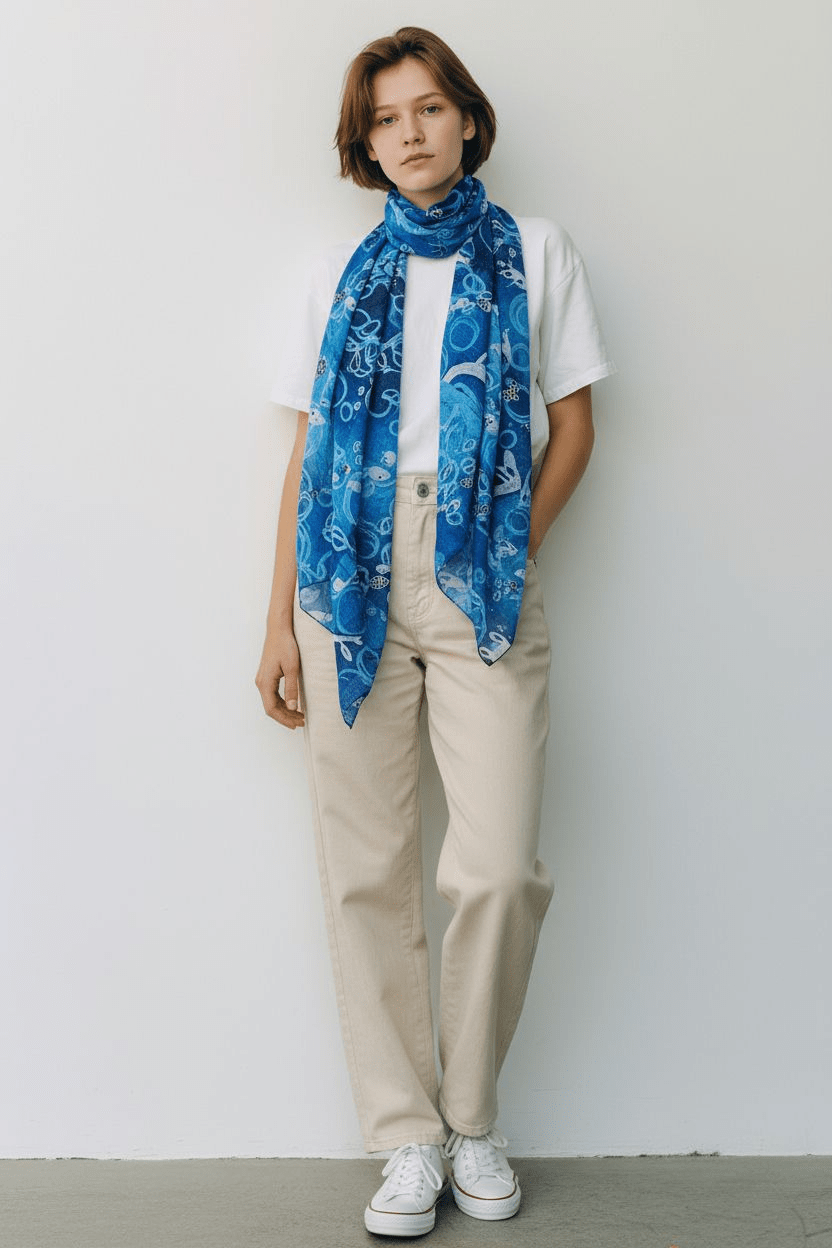 Silken Chic Scarves - Sushi Sea Scarf The Spotted Quoll Studio 
