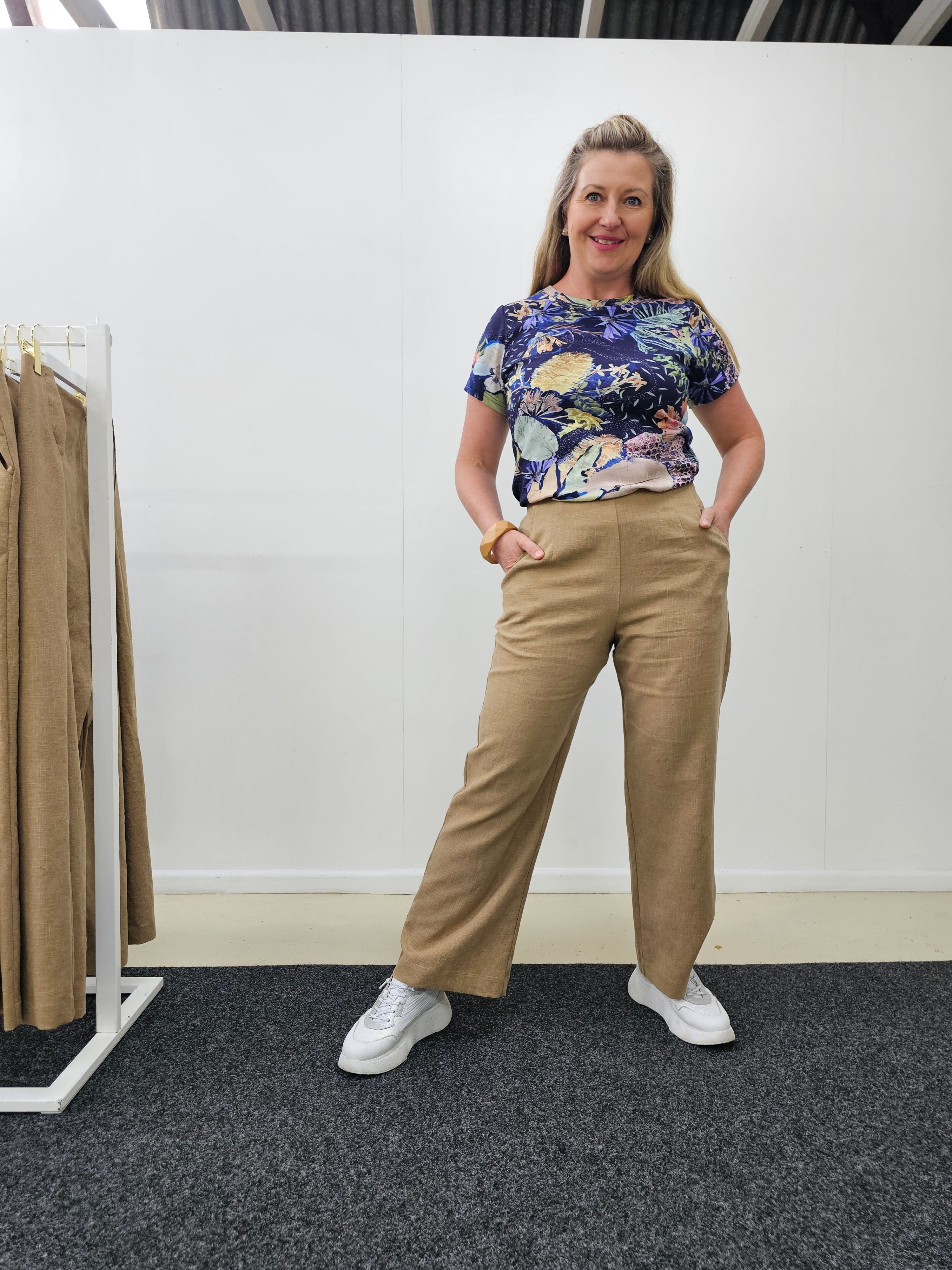 Pelican Pant - Camel Linen pant The Spotted Quoll 