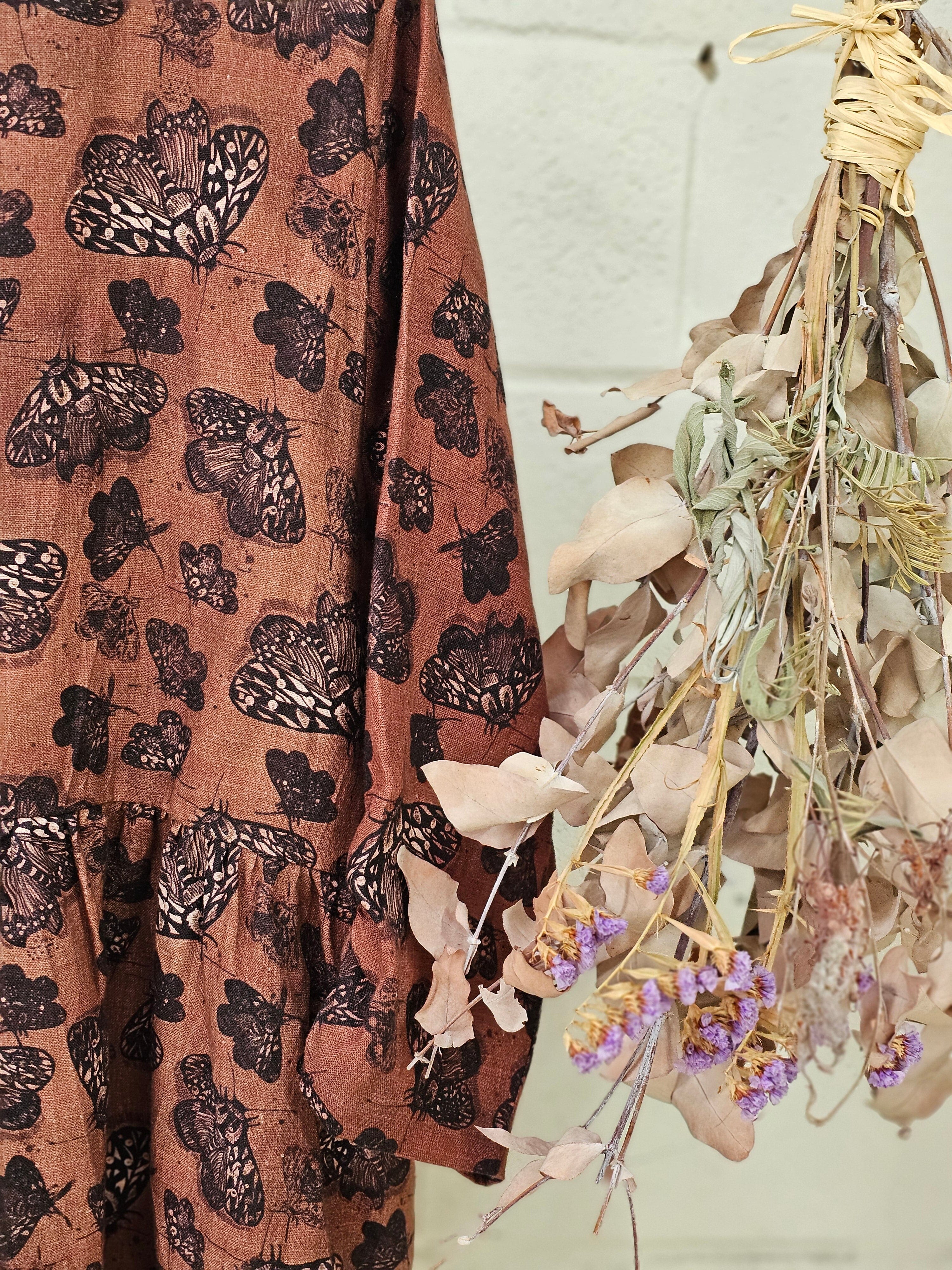 Organic Linen Peasant Dress - Cocoa Moth Dresses The Spotted Quoll 