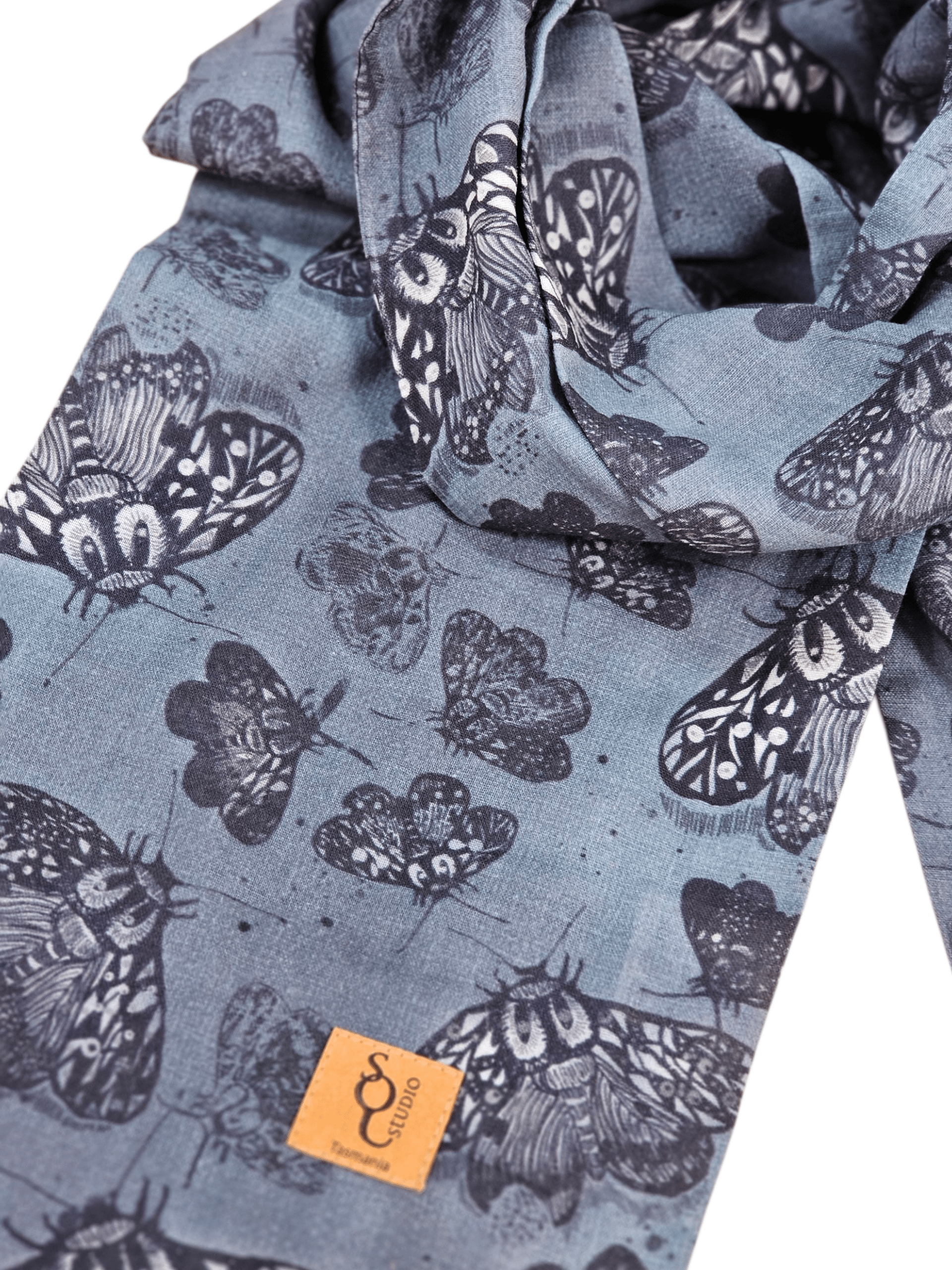 Slate Moth Organic Cotton Scarf scarf The Spotted Quoll 