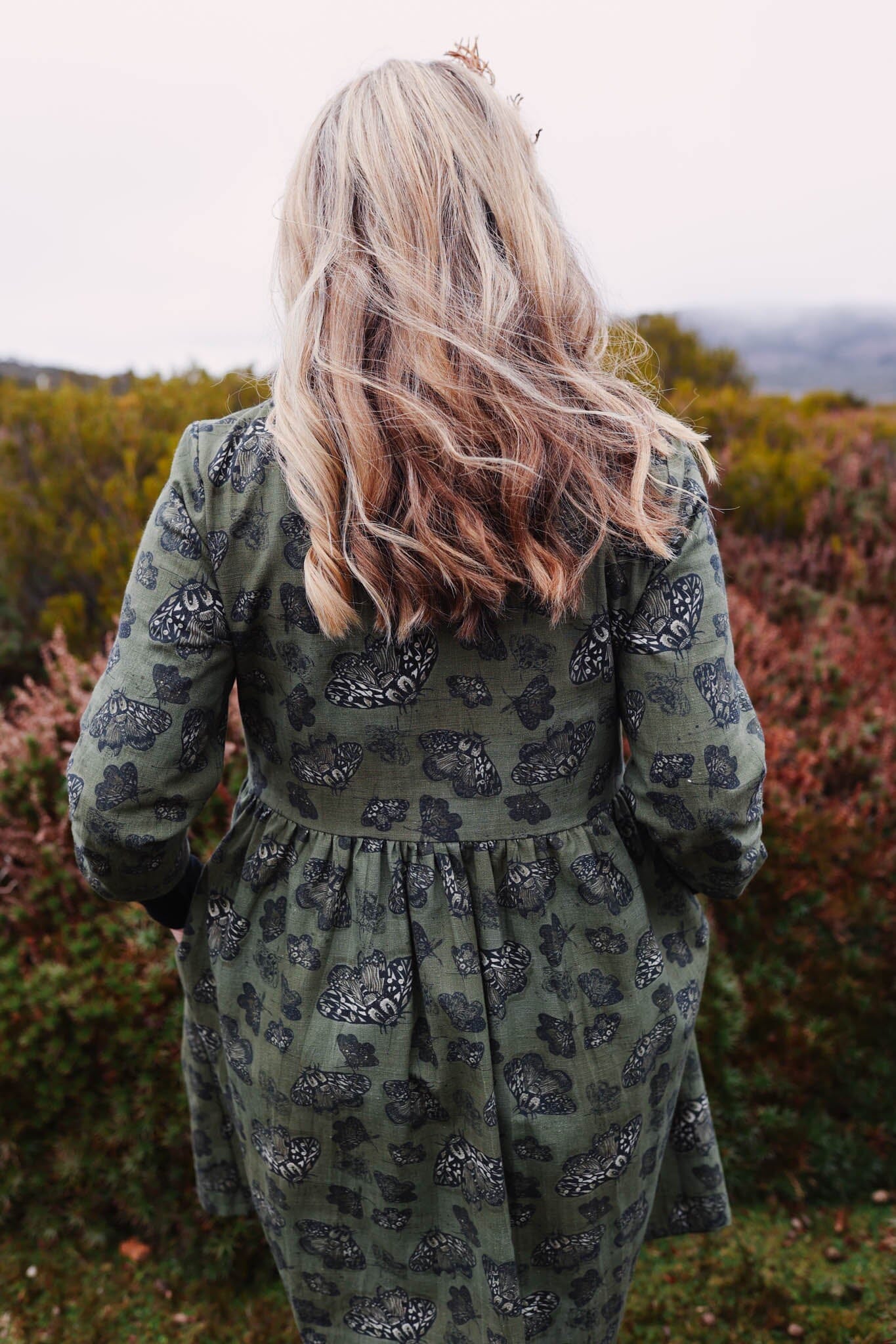 Organic Linen Peasant Dress - Moss Moth Dresses The Spotted Quoll 