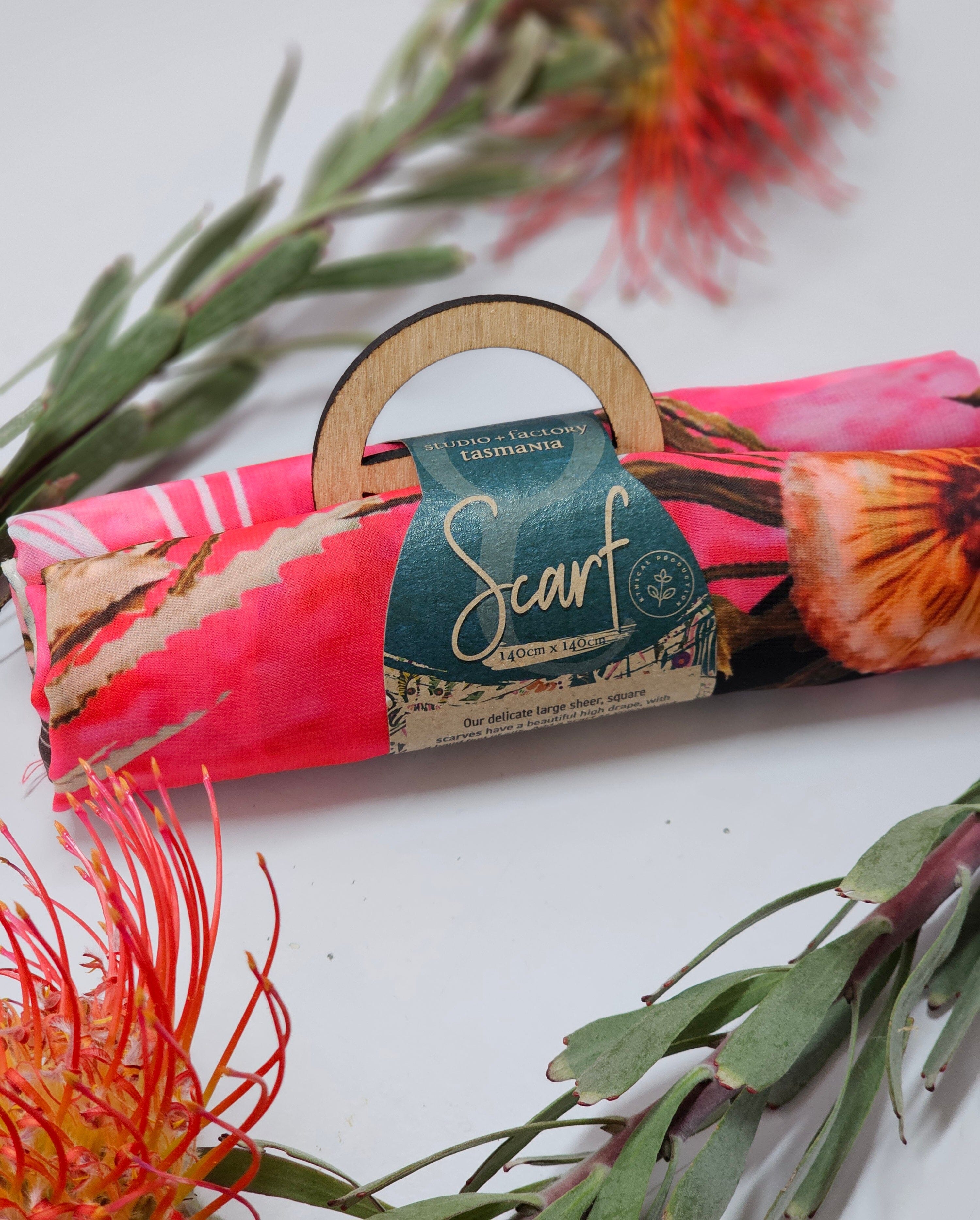 Silken Chic Scarves - Pink Summer Bouquet Scarf The Spotted Quoll Studio 