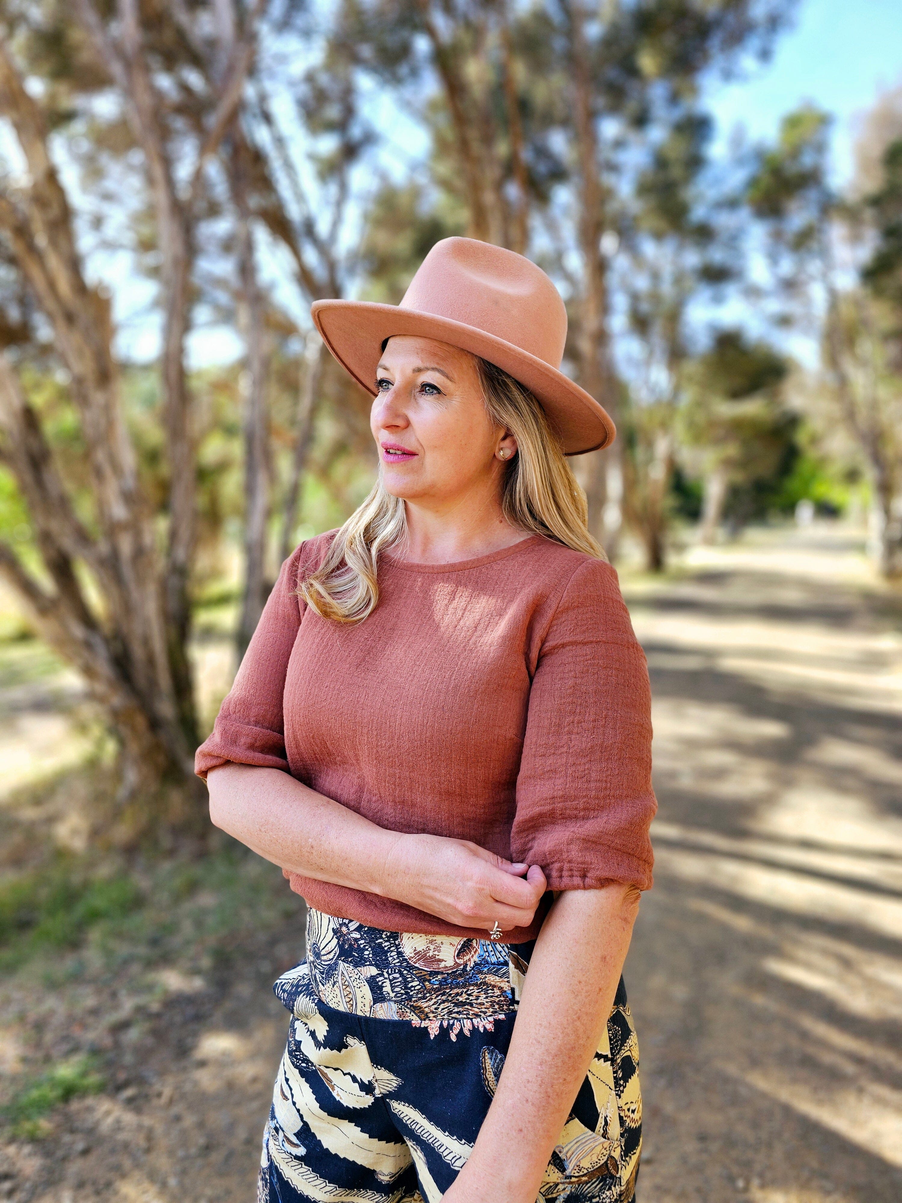 Lady Jane Bishops Sleeve Blouse - Warm Rose top The Spotted Quoll 