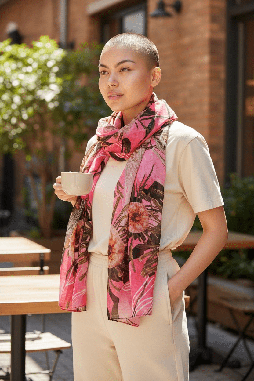 Silken Chic Scarves - Pink Summer Bouquet Scarf The Spotted Quoll Studio 