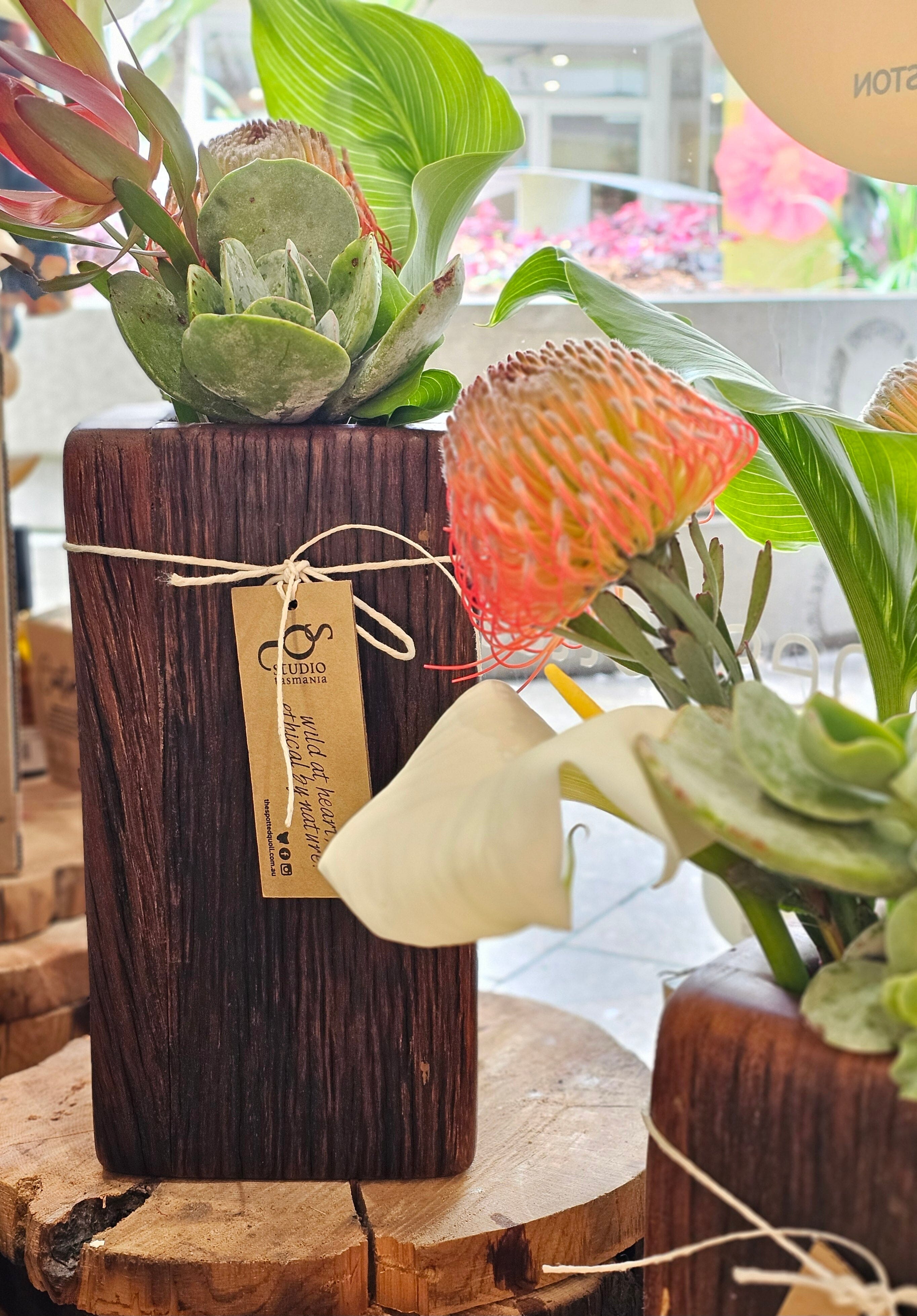 Reclaimed Timber Vases - Sideline Timber Vase Sideline Timber Med (28cm X 14cm) 