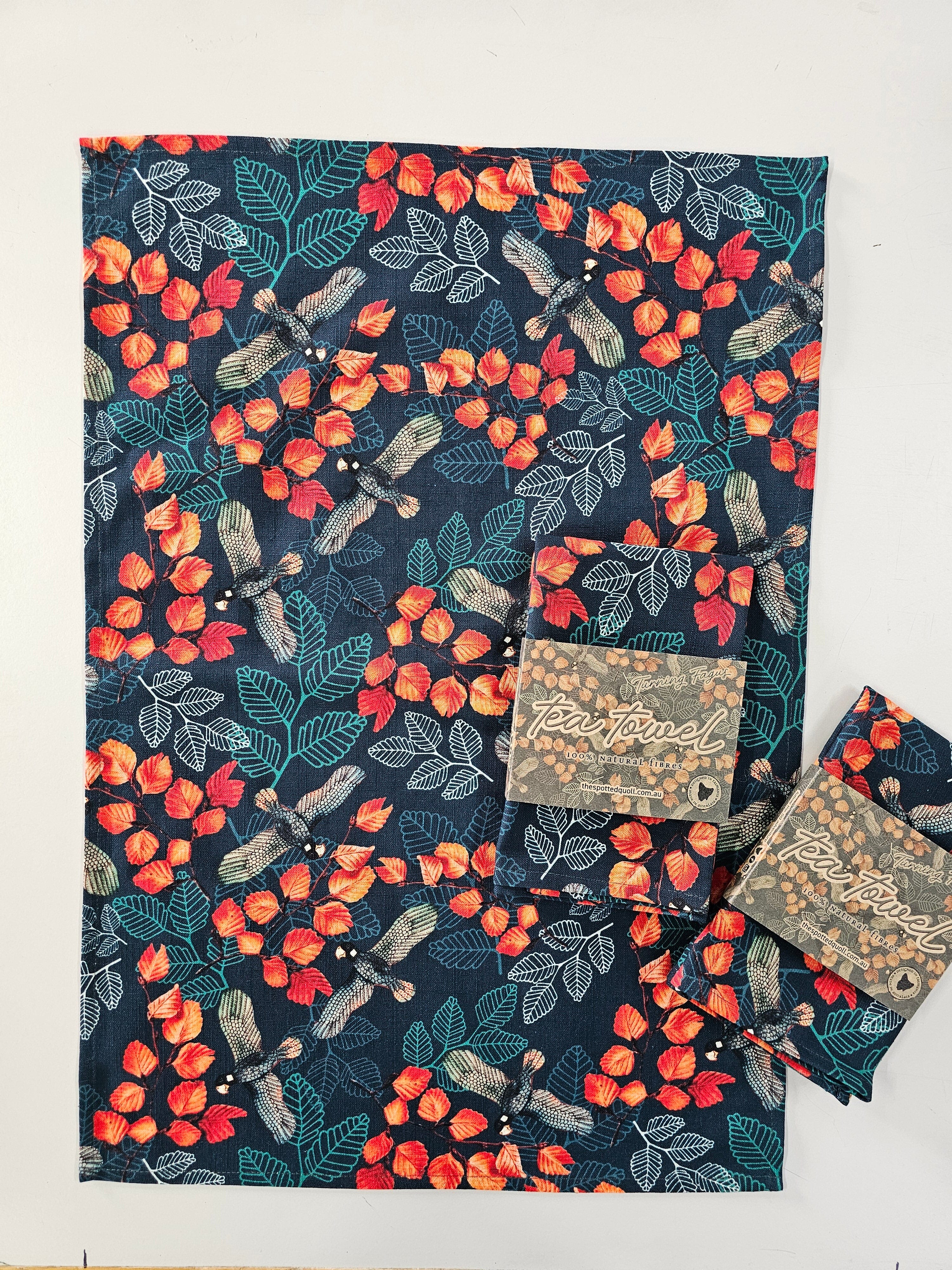 Organic Linen Hemp Tea Towel - Turning Fagus Tea Towel The Spotted Quoll 