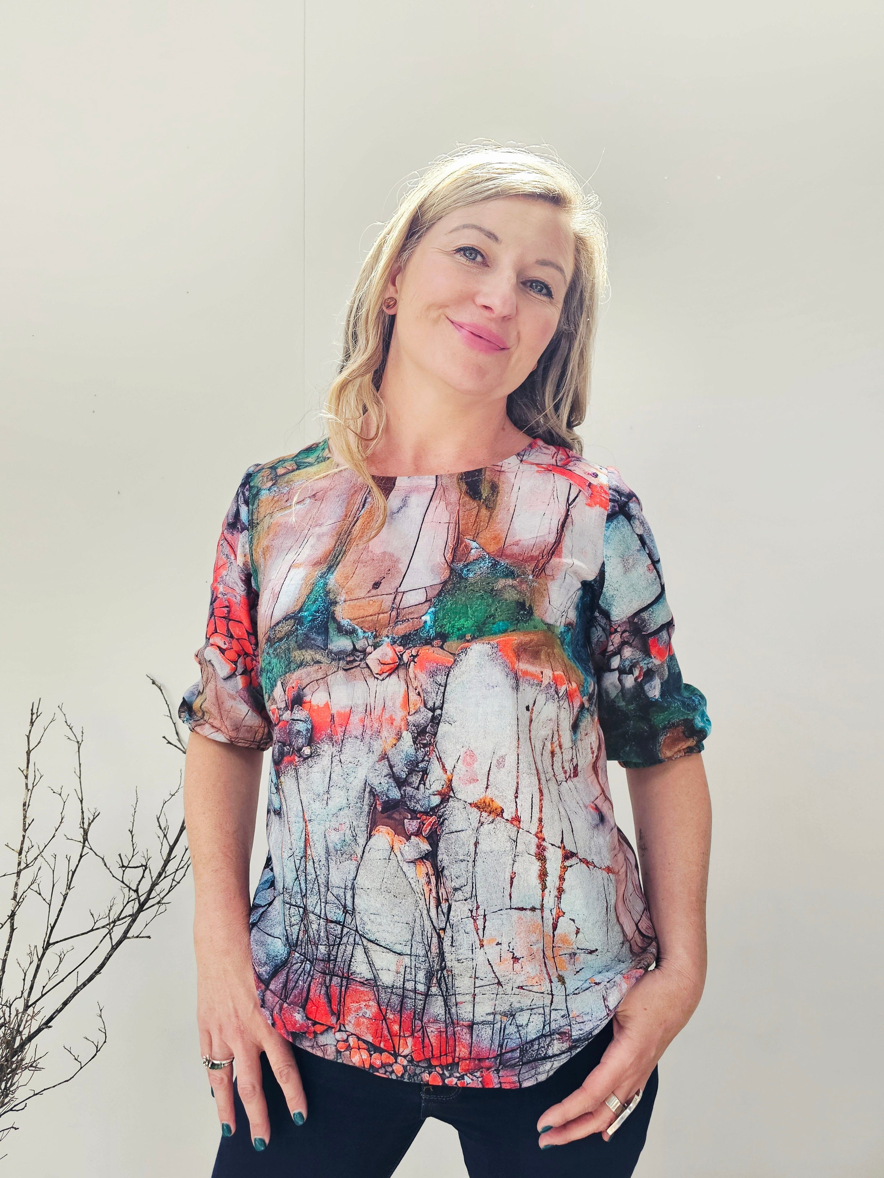 Lady Jane Bishops Sleeve Blouse - Aerial Bay of Fires top The Spotted Quoll 