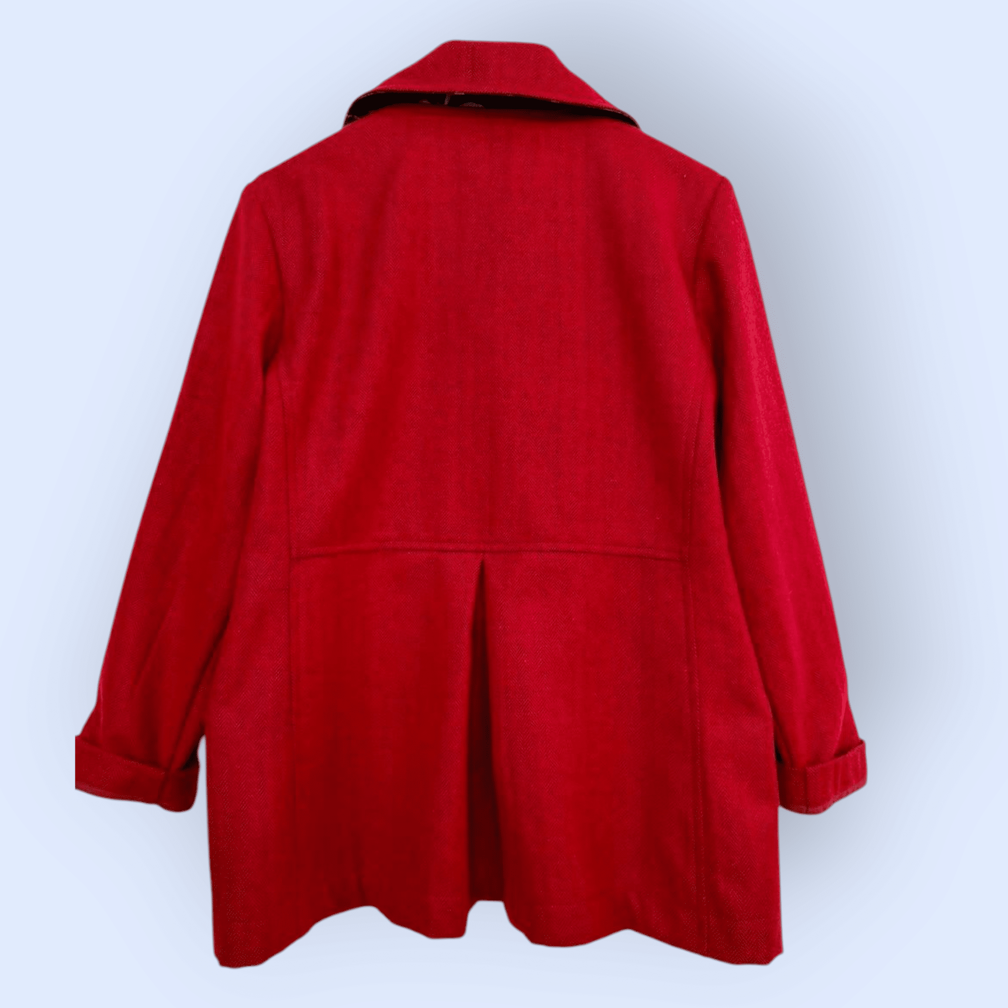 Island Pleat Wool Coat - Barn Red Herringbone Coat The Spotted Quoll 