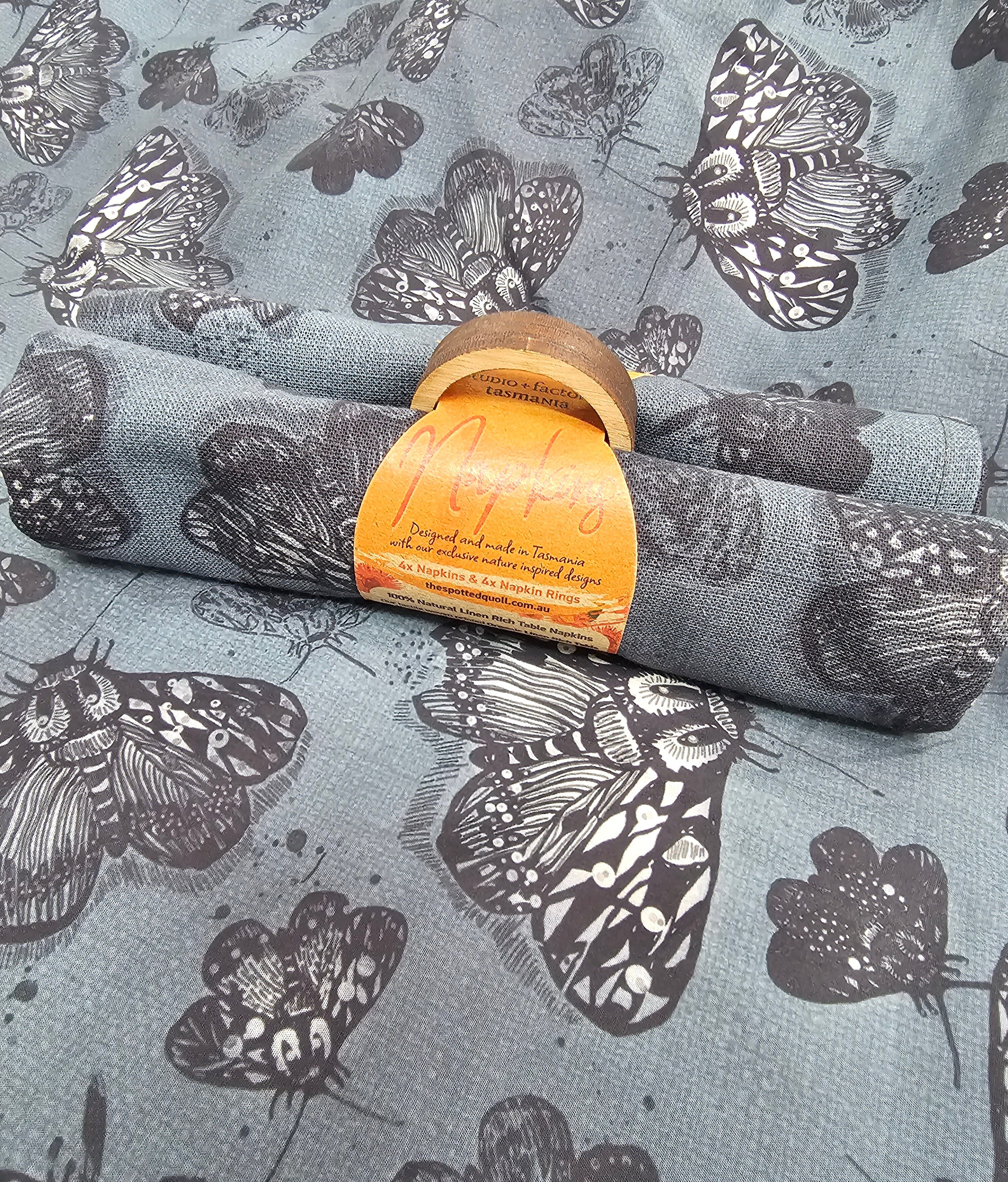 Organic Linen Table Runner - Slate Moth table runners The Spotted Quoll 