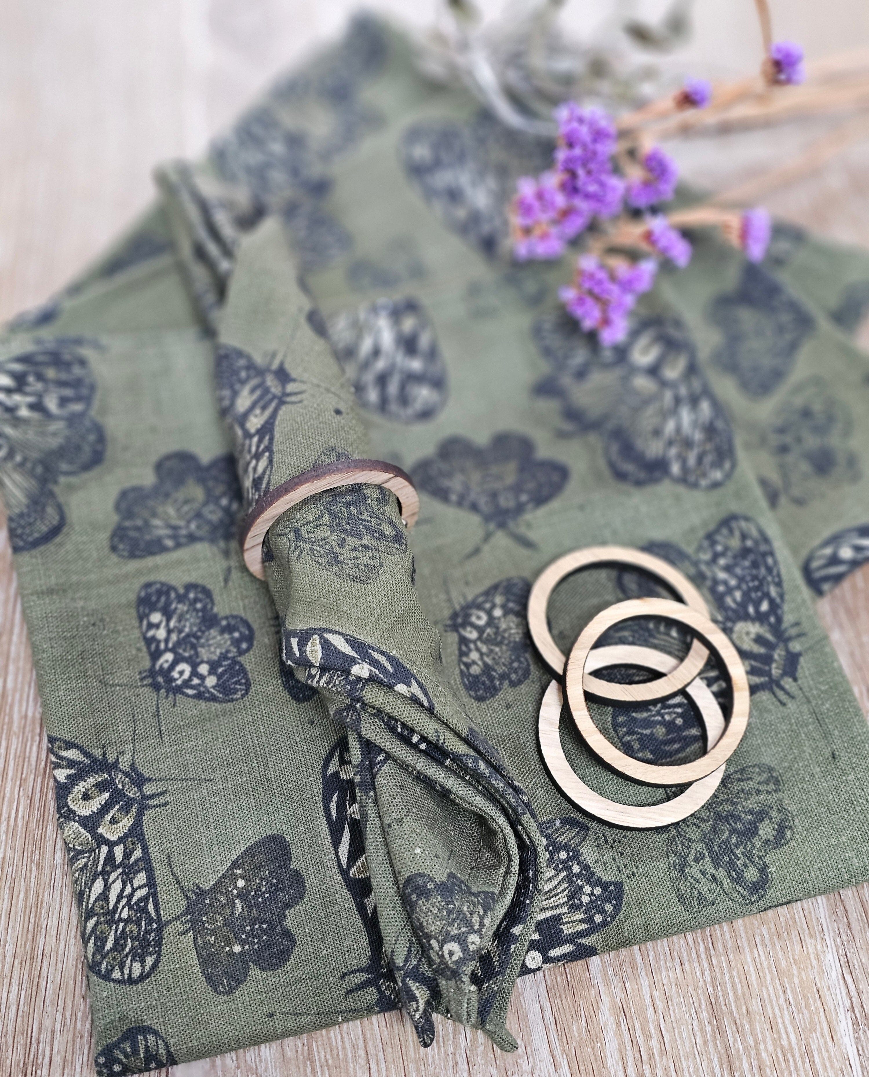 Table Napkins Linen - All Kinds table ware The Spotted Quoll Moss Moth 4 Pack 