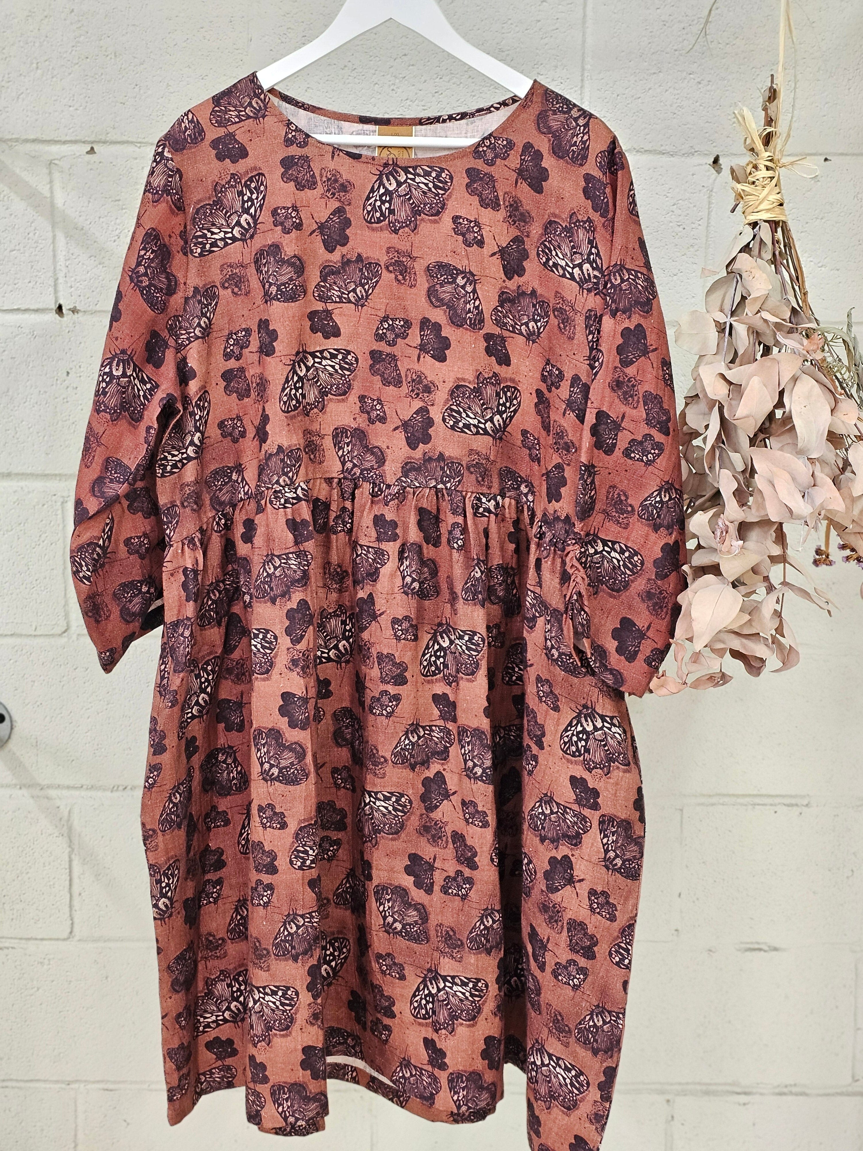 Organic Linen Peasant Dress - Cocoa Moth Dresses The Spotted Quoll 