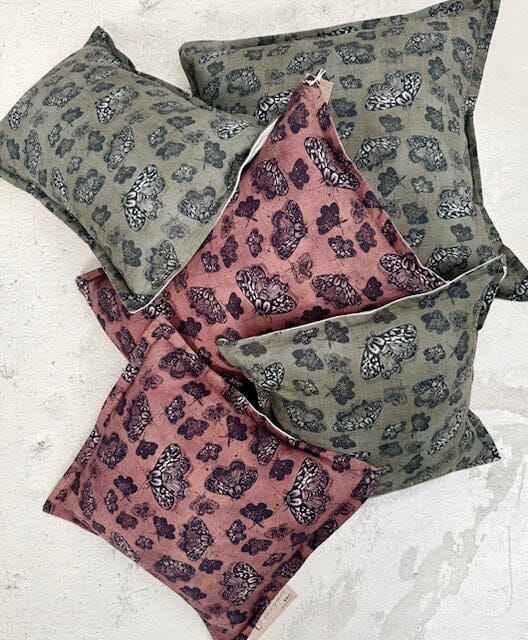 Organic Linen/Hemp Cushion - Moss Moth Cushions The Spotted Quoll 
