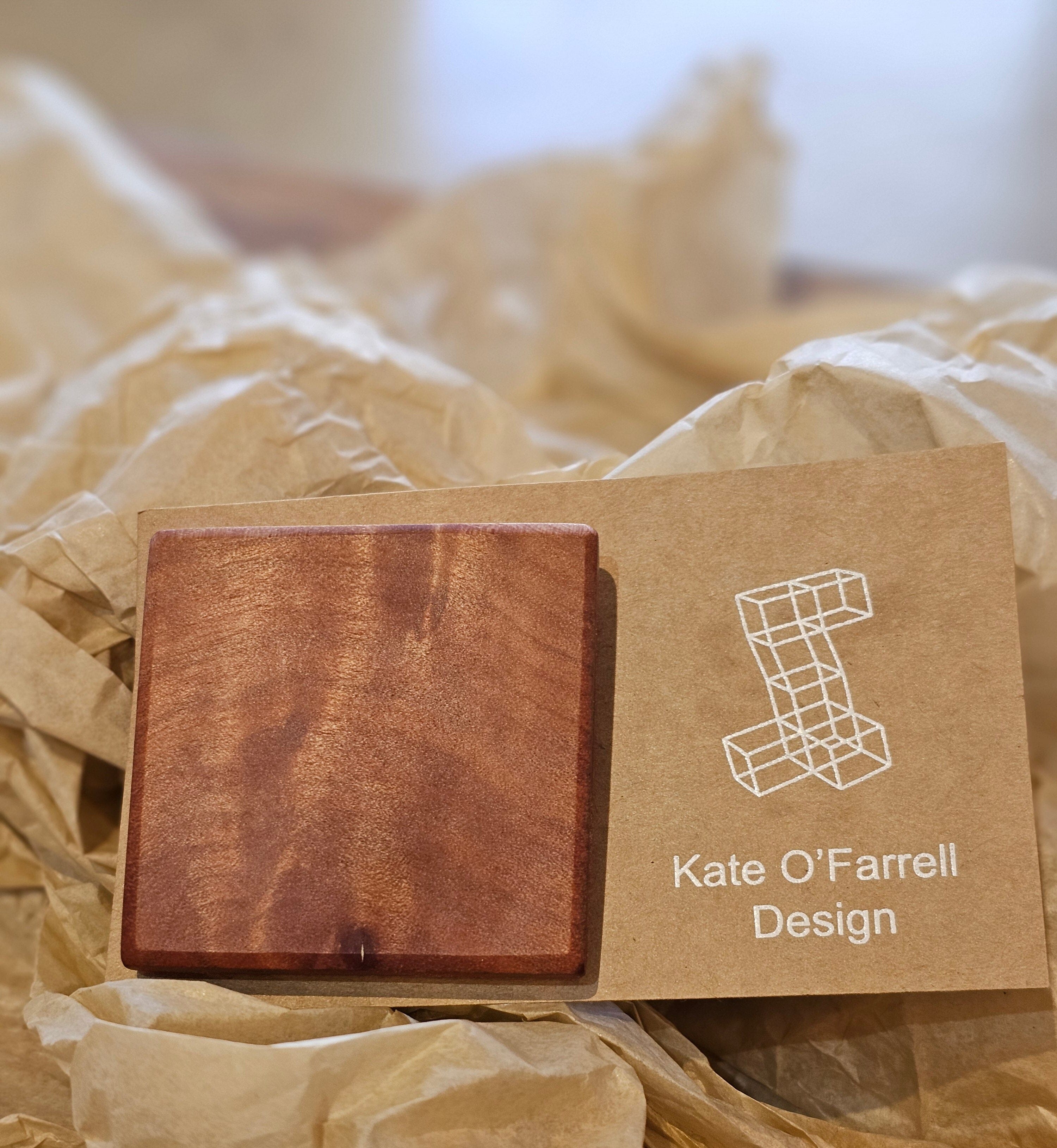 Tasmanian Timber Jewellery - Kate O'Farrell Design Bangle Kate O' Farrell Timber Square Brooch Myrtle 