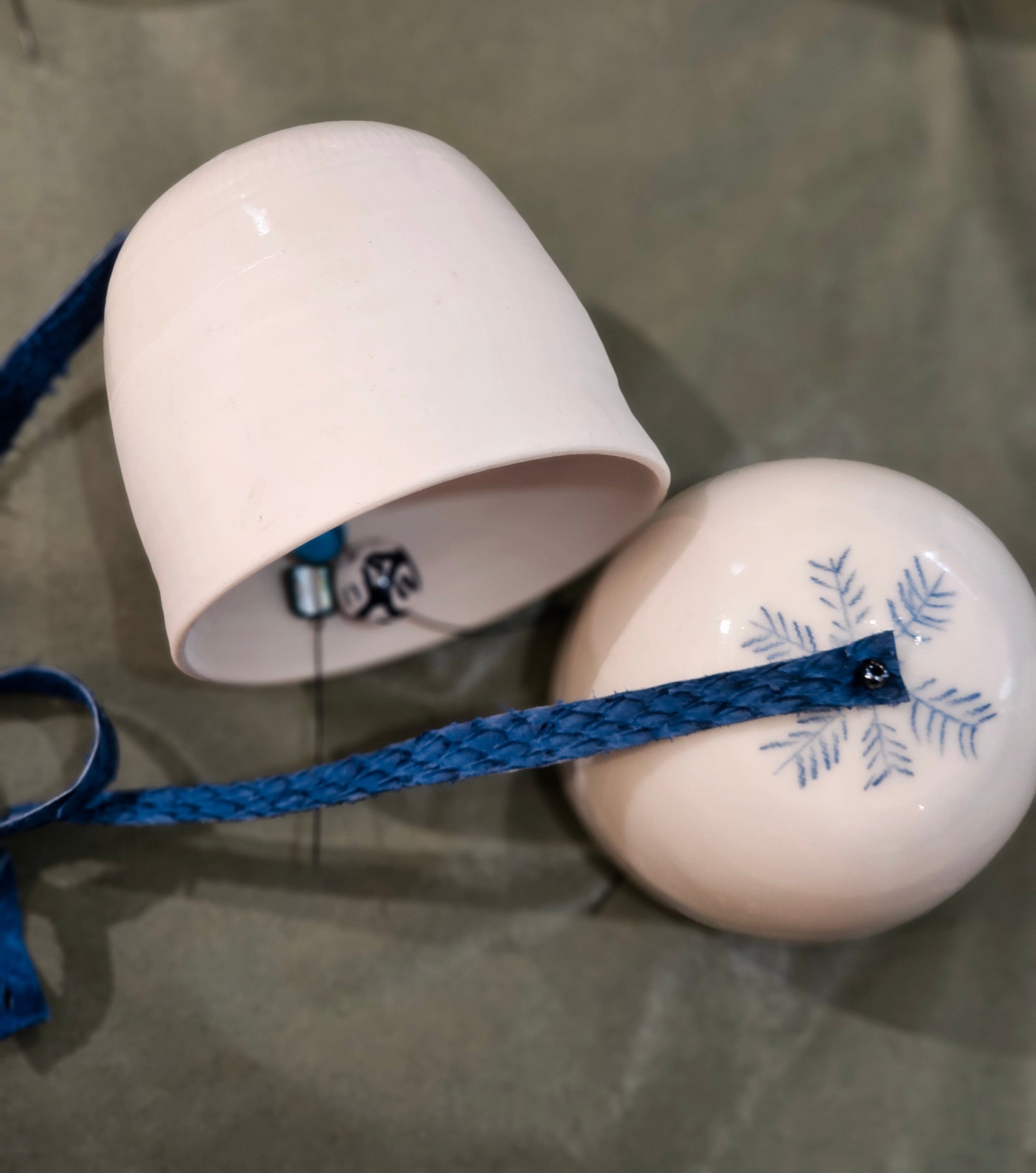 Arny Gyda Porcelain Bells - Tasmania ceramics Arny Gyda Indigo Snow Flake 1 