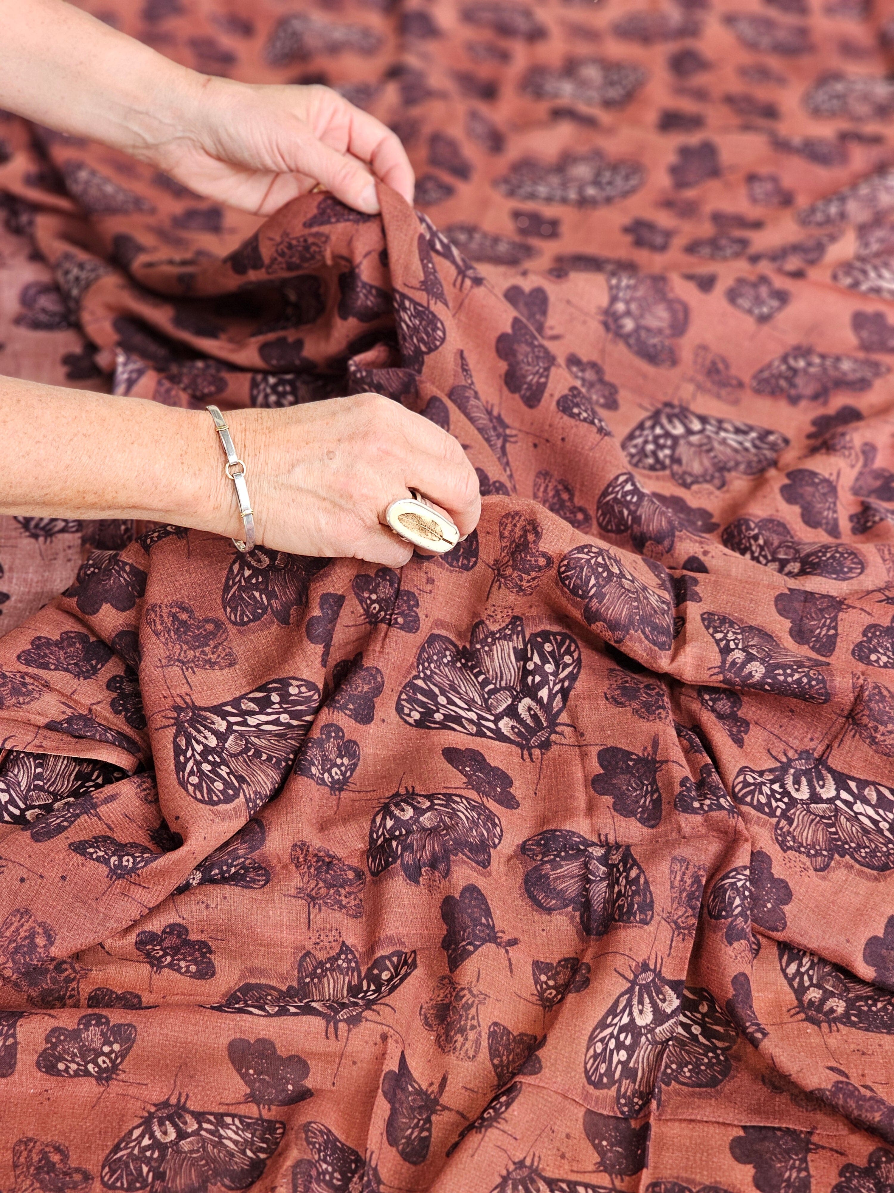 Fabric Organic Cotton Voile - By The Metre fabric The Spotted Quoll Studio .5M Cocoa Moth 