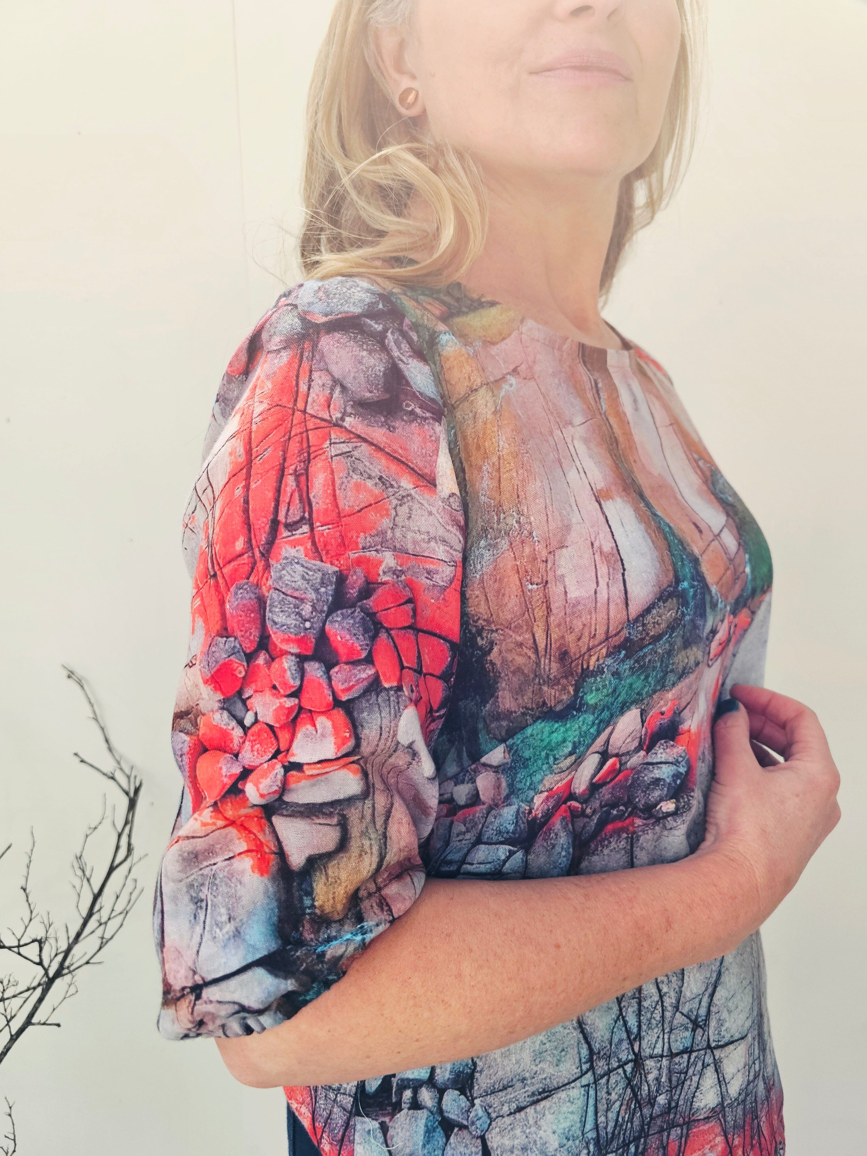 Lady Jane Bishops Sleeve Blouse - Aerial Bay of Fires top The Spotted Quoll 