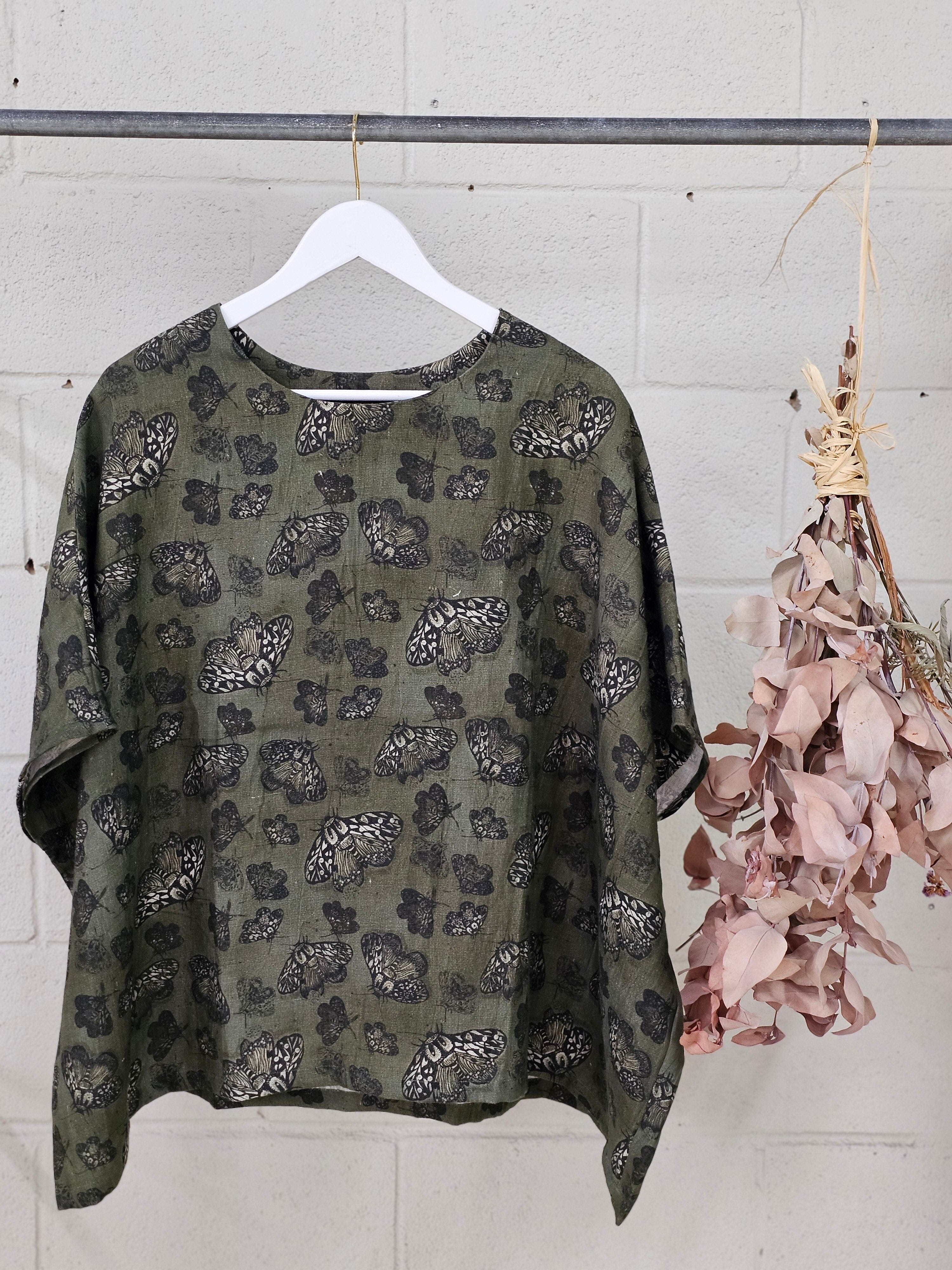 Freedom Top Pure Linen - Moss Moth Top The Spotted Quoll 