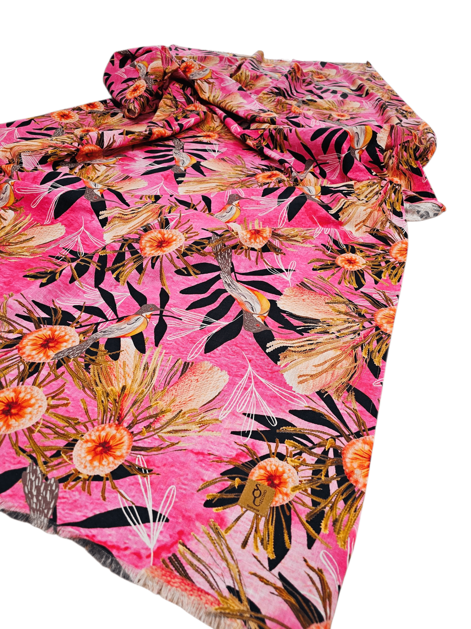 Printed Organic Linen Table Cloth - Pink Summer Bouquet table cloth The Spotted Quoll 