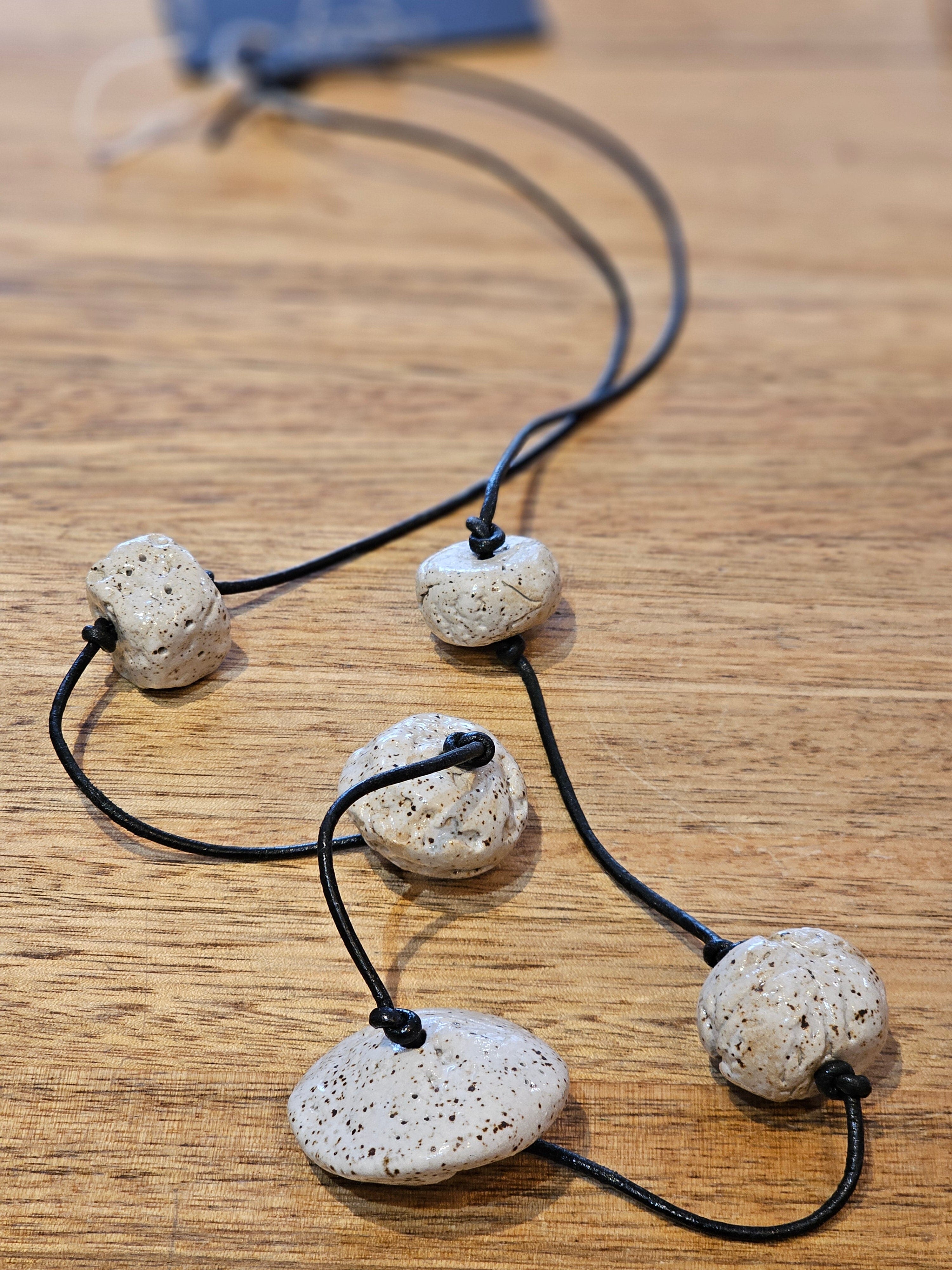 Ceramic & Silver Jewellery - Forest Floor Earrings Jillian Jak & Meek Mud Adjustable Beaded Necklace 